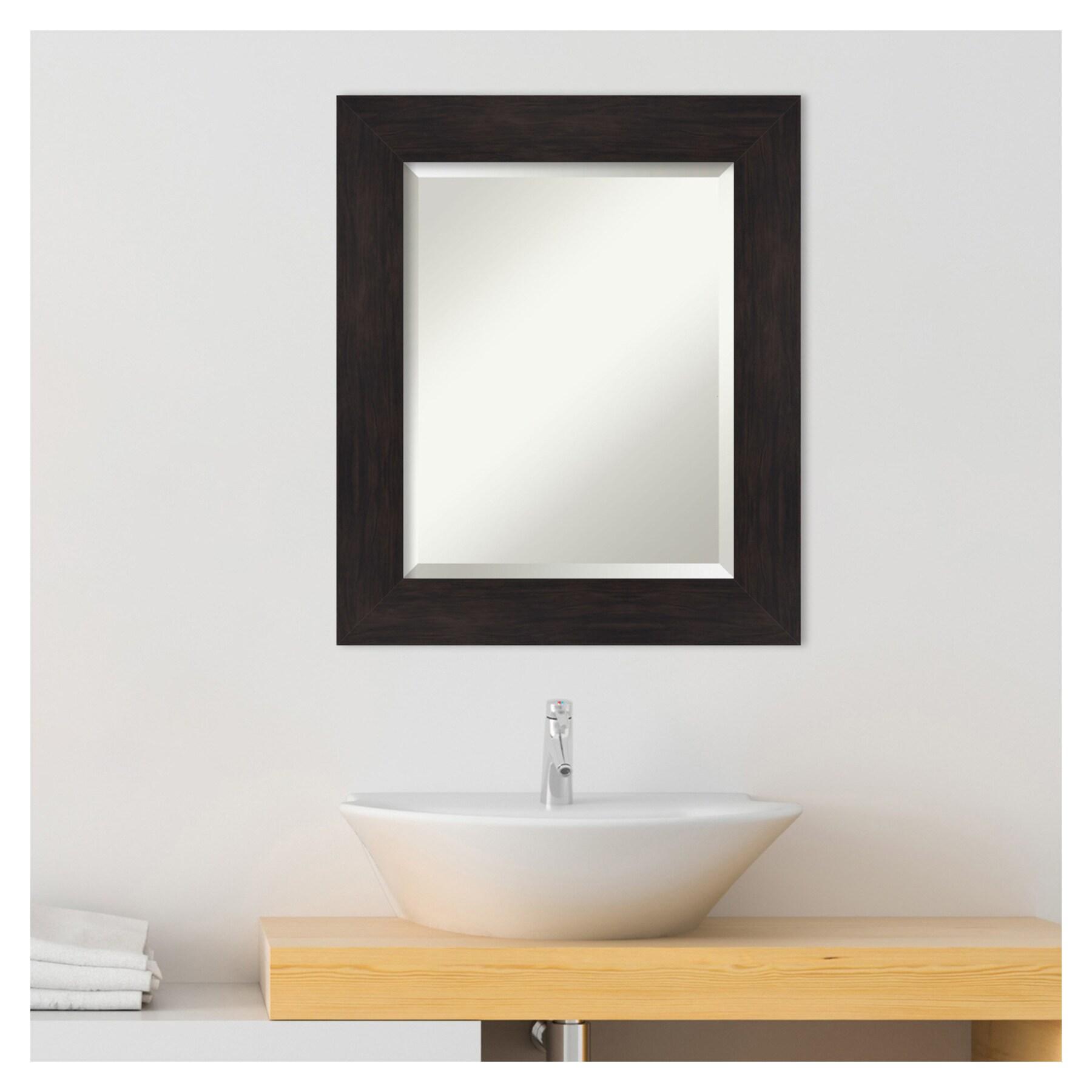 Amanti Art Furniture 21.38-Inches x 25.38-Inches Framed Rectangle Bathroom Vanity Mirror ( Espresso Brown )