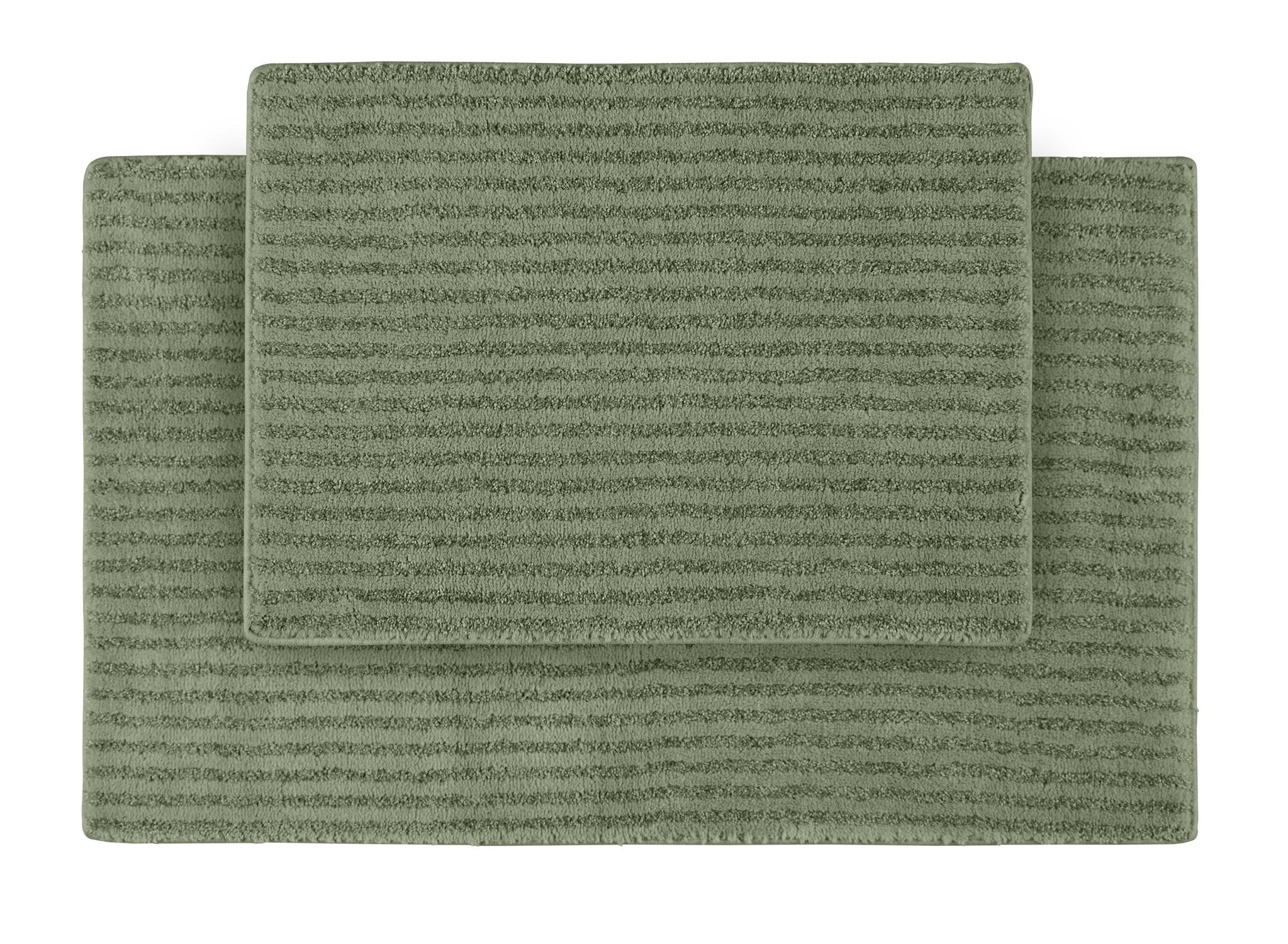 Garland Rug Sheridan Washable Nylon Bath Rug Set, 2 Piece Set (17"x24" Bath Rug, & 21"x34" Bath Rug) Deep Fern