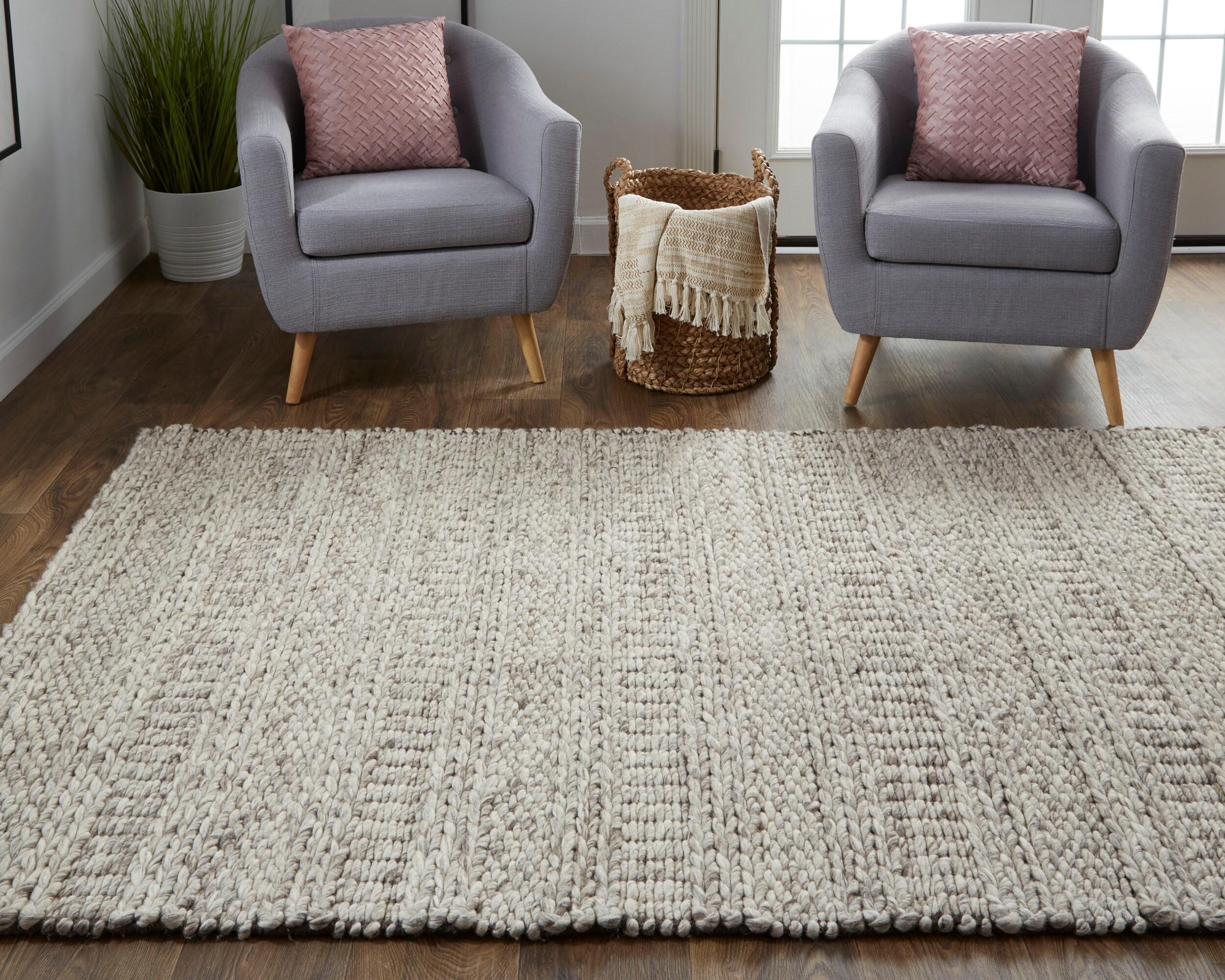 Feizy Berkeley Transitional Geometric, Ivory/Gray/Tan, 2' x 3' Accent Rug Eco Friendly Water Resistant Stain Resistant Scandinavian Solid Design Carpet for Living Dining Bed Room