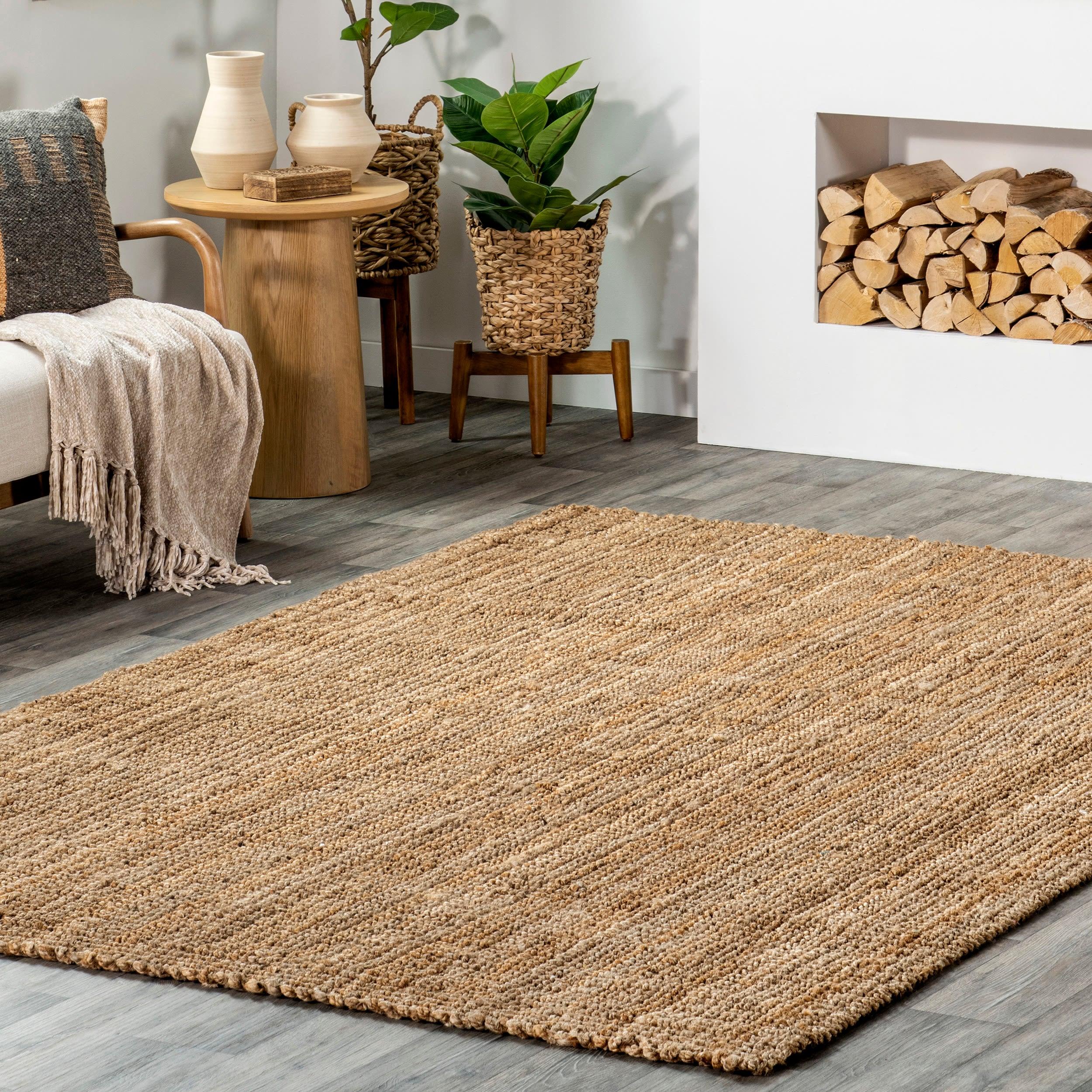 Nuloom Ashli Solid 6x9 Jute Indoor Area Rug for Dining Room Rug Neutral Rug Living Room Rug Kitchen, Natural