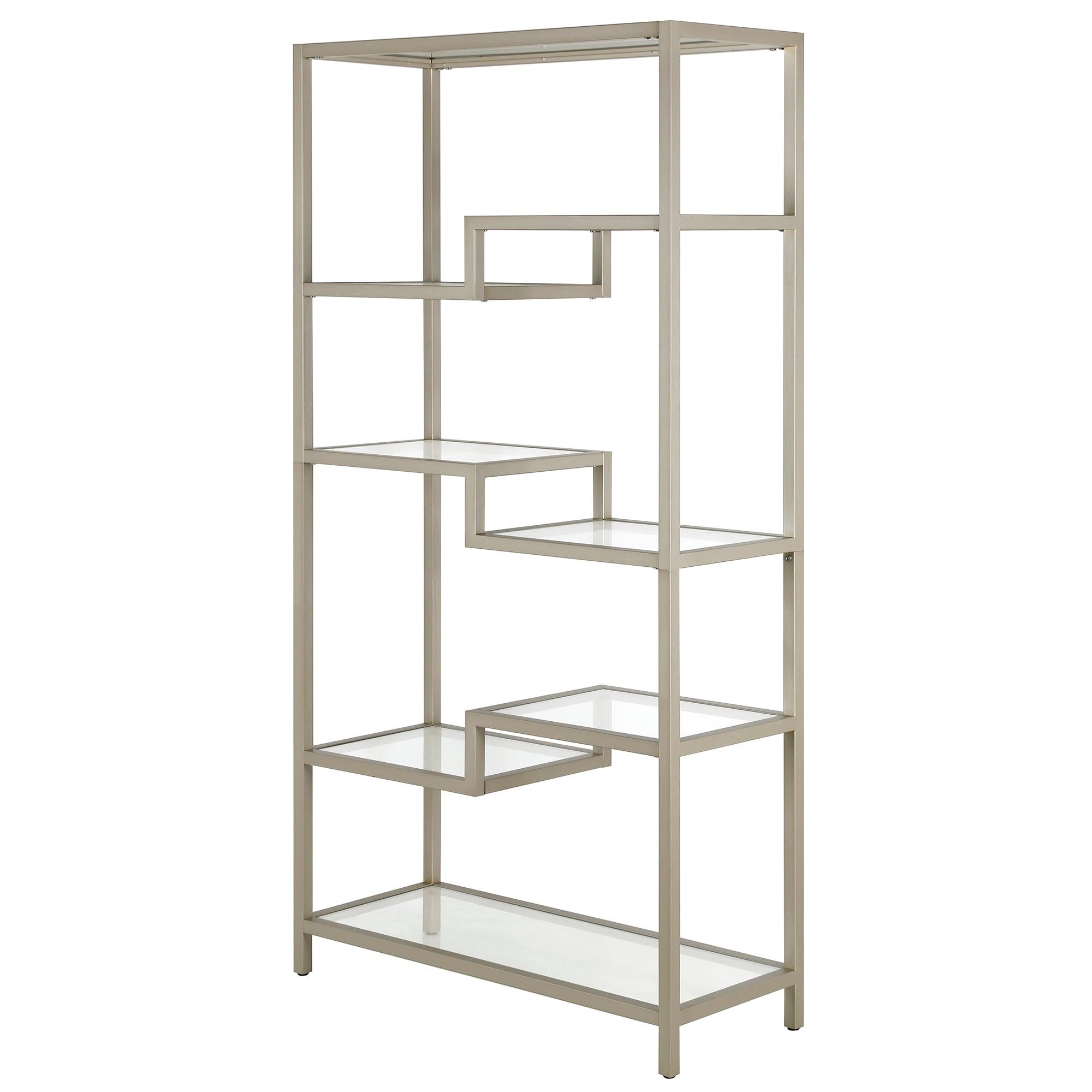 Evelyn&Zoe Johann 68" Tall Rectangular Bookcase, Satin Nickel