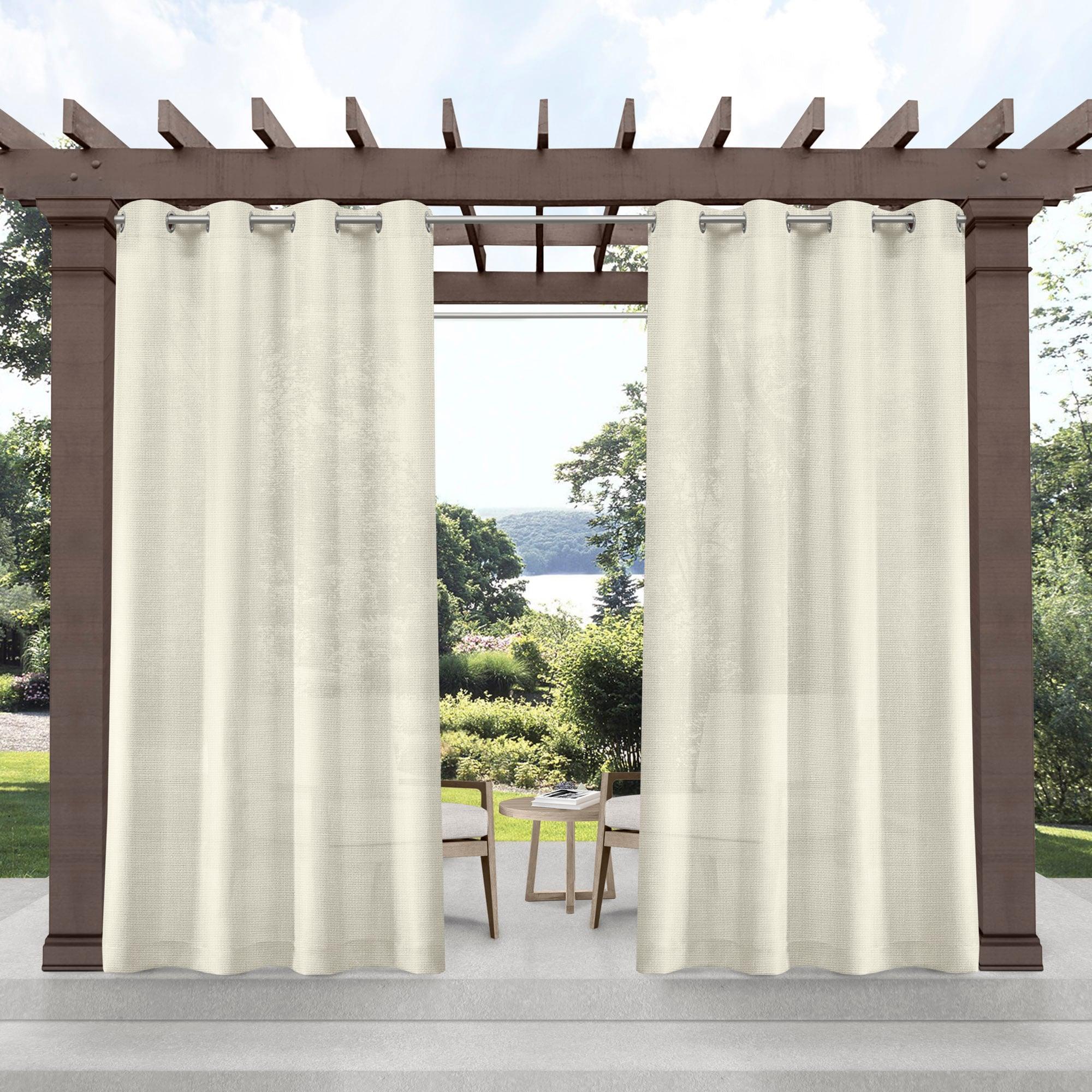 Set of 2 84"x54" Miami Textured Indoor/Outdoor Grommet Top Curtain Panel Ivory - Exclusive Home
