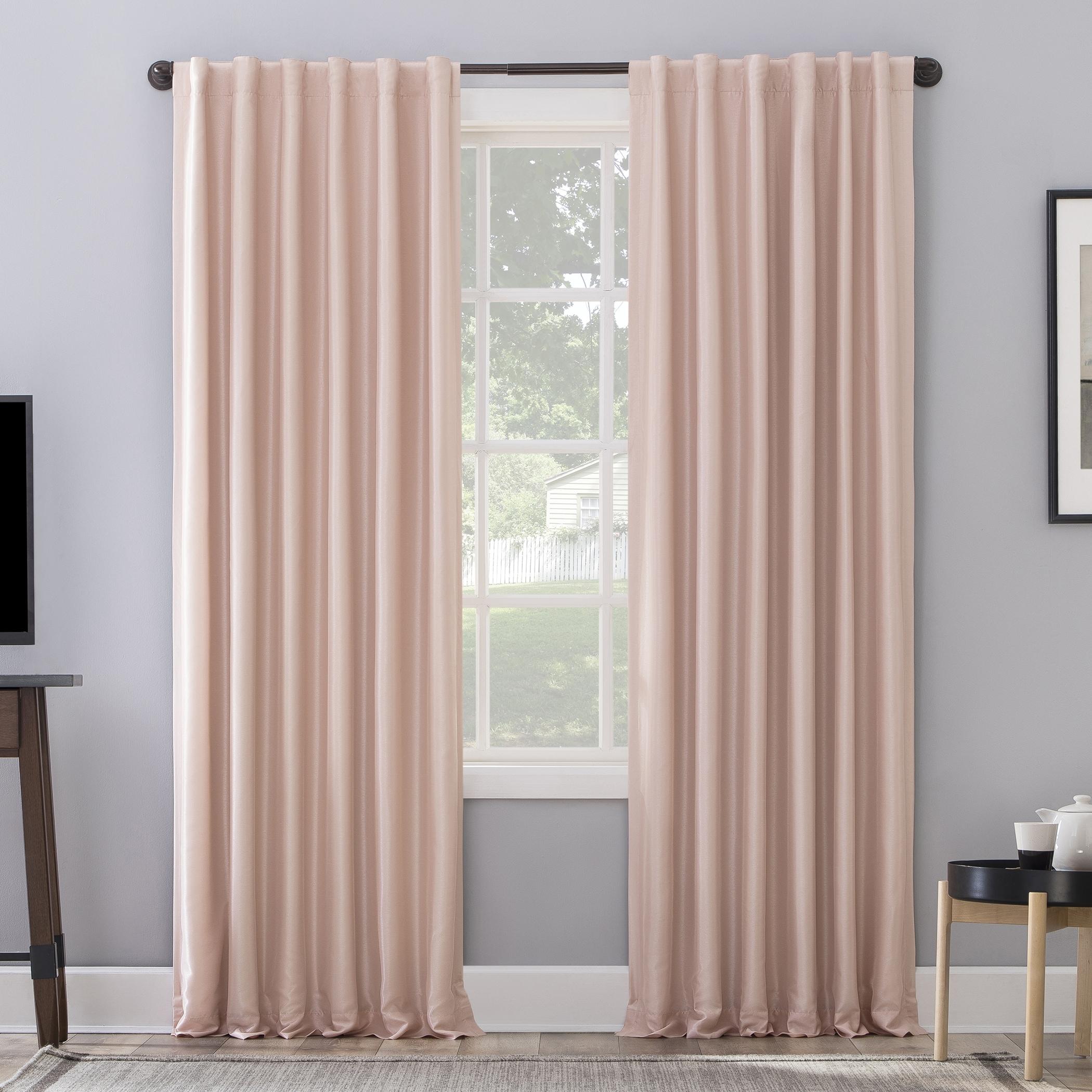 Faux Dupioni Silk Thermal Extreme 100% Blackout Back Tab Curtain Panel