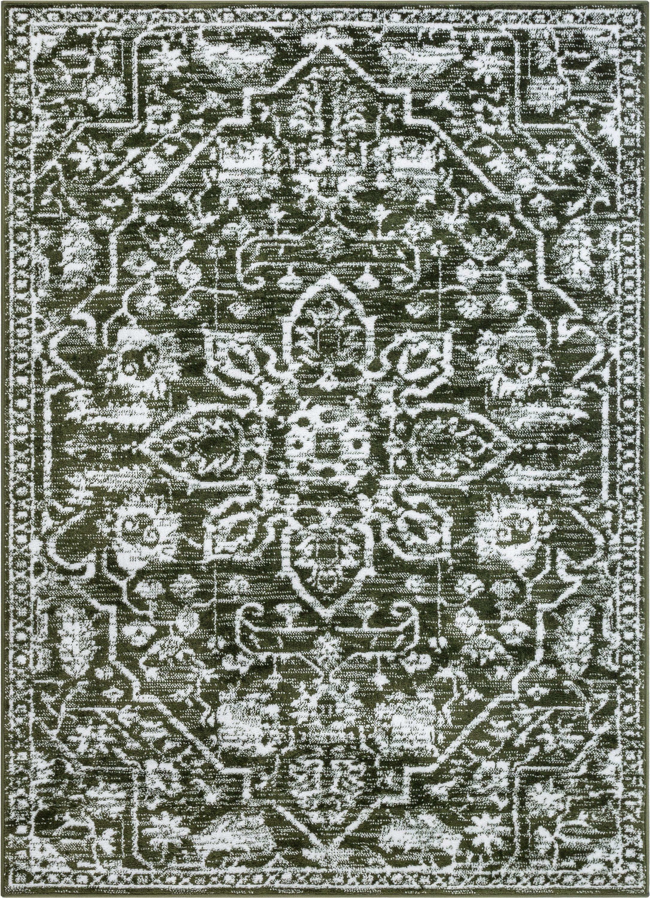 Well Woven Dazzle Disa Vintage Bohemian Oriental Floral Green 7'3" x 9'3" Area Rug