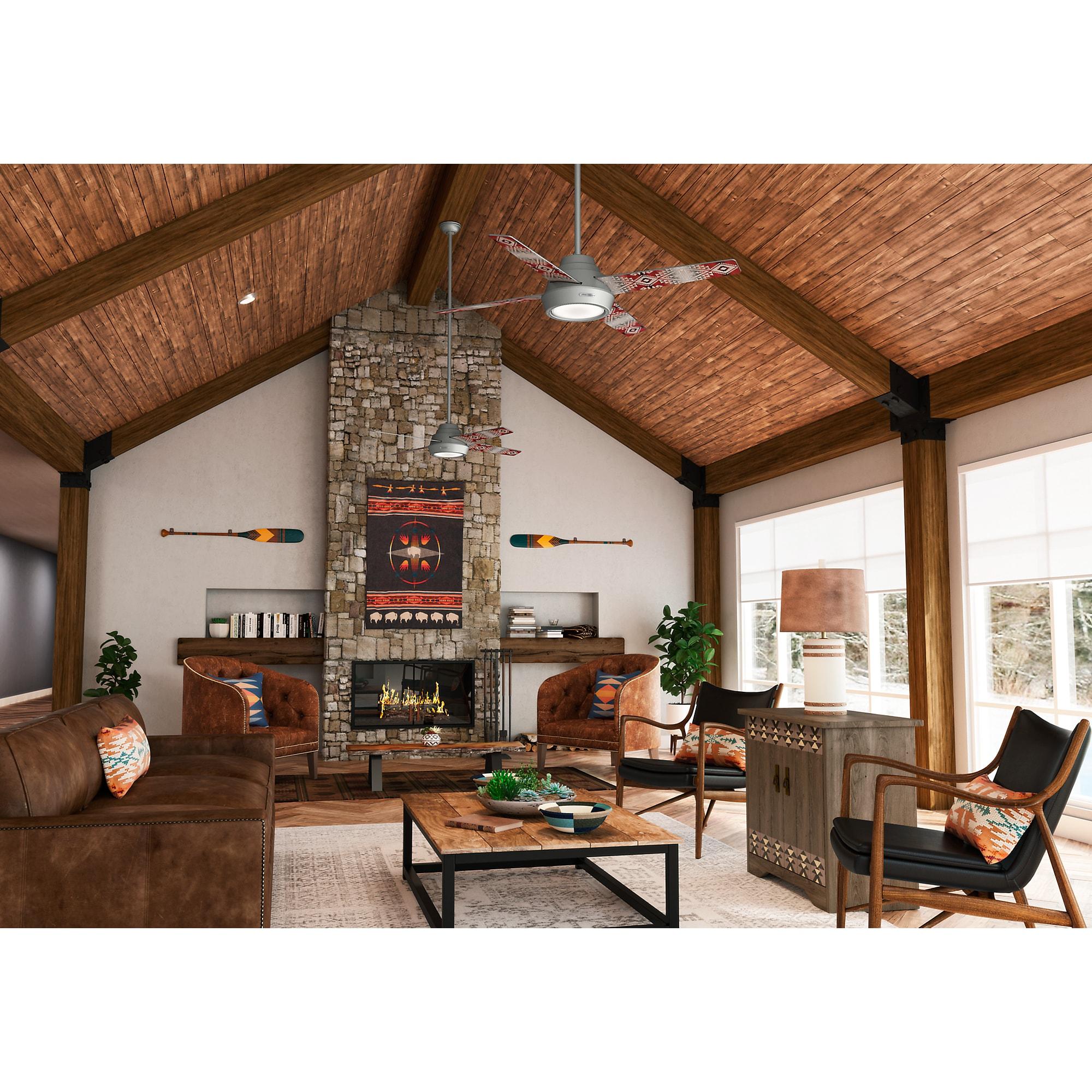Hunter Fan Dempsey Low Profile 44" 4 - Blade Indoor Flush Mount Small Room Ceiling Fan with Lights and Remote