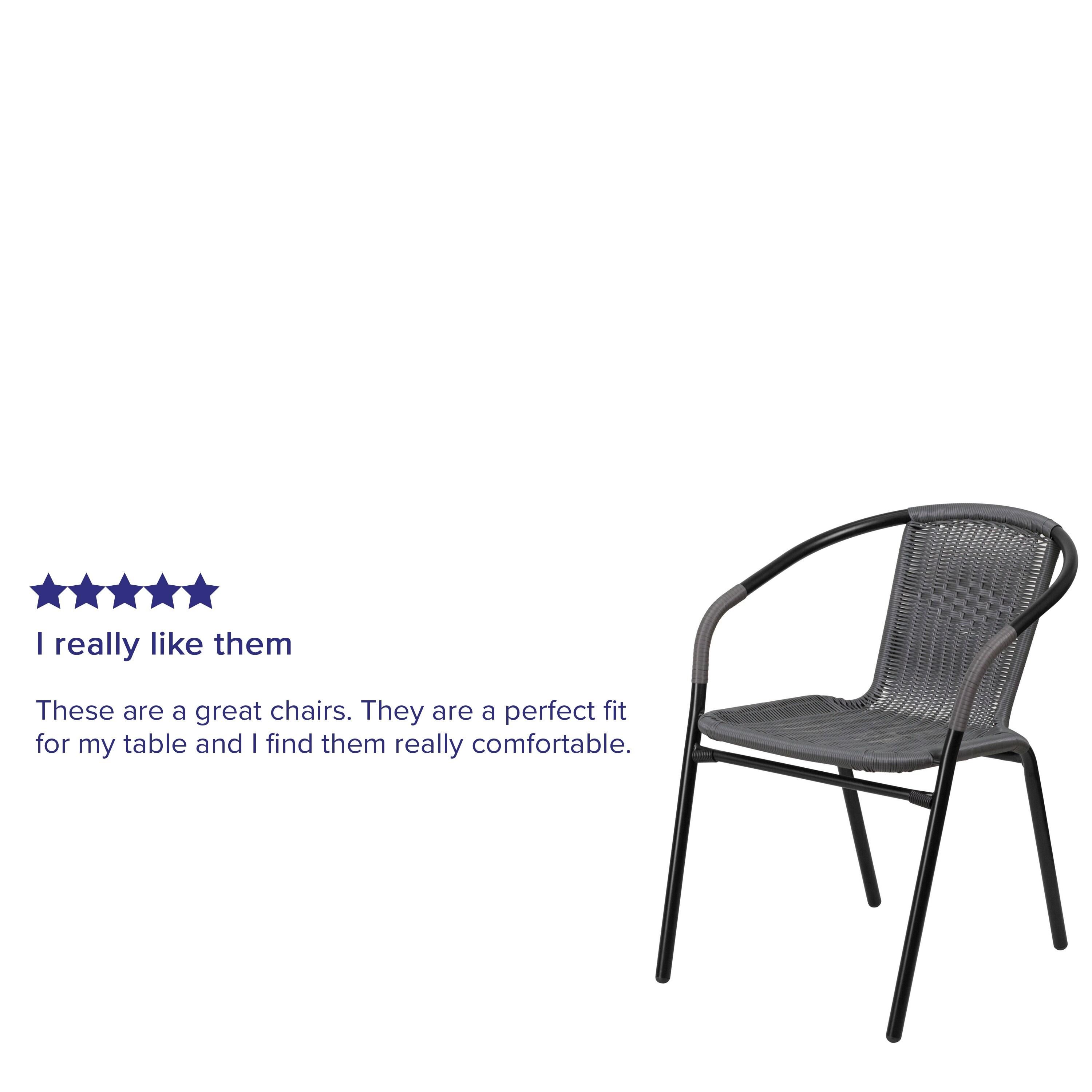 Flash Furniture Lila 2 Pack Gray Rattan Indoor-Outdoor Restaurant Stack Chair