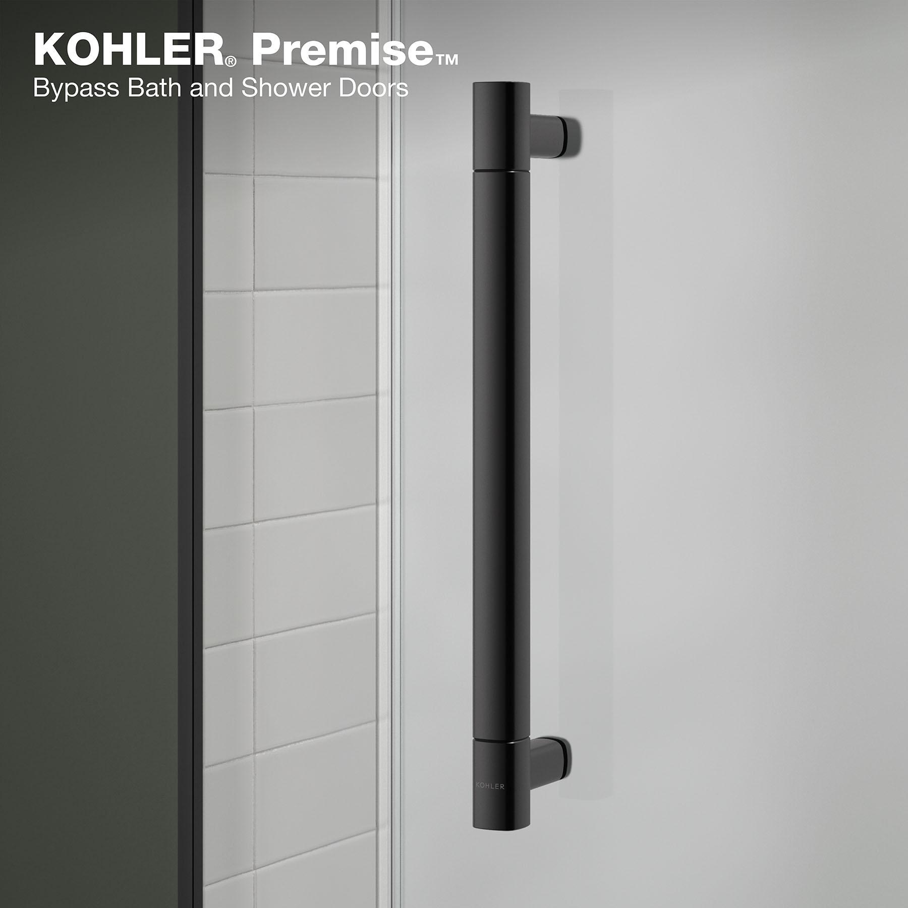 Levity Plus Less Sliding Bath Door, 61-9/16 In. H X 56-5/8 - 59-5/8 In. W, With 5/16 In.-Thick Crystal Clear Glass