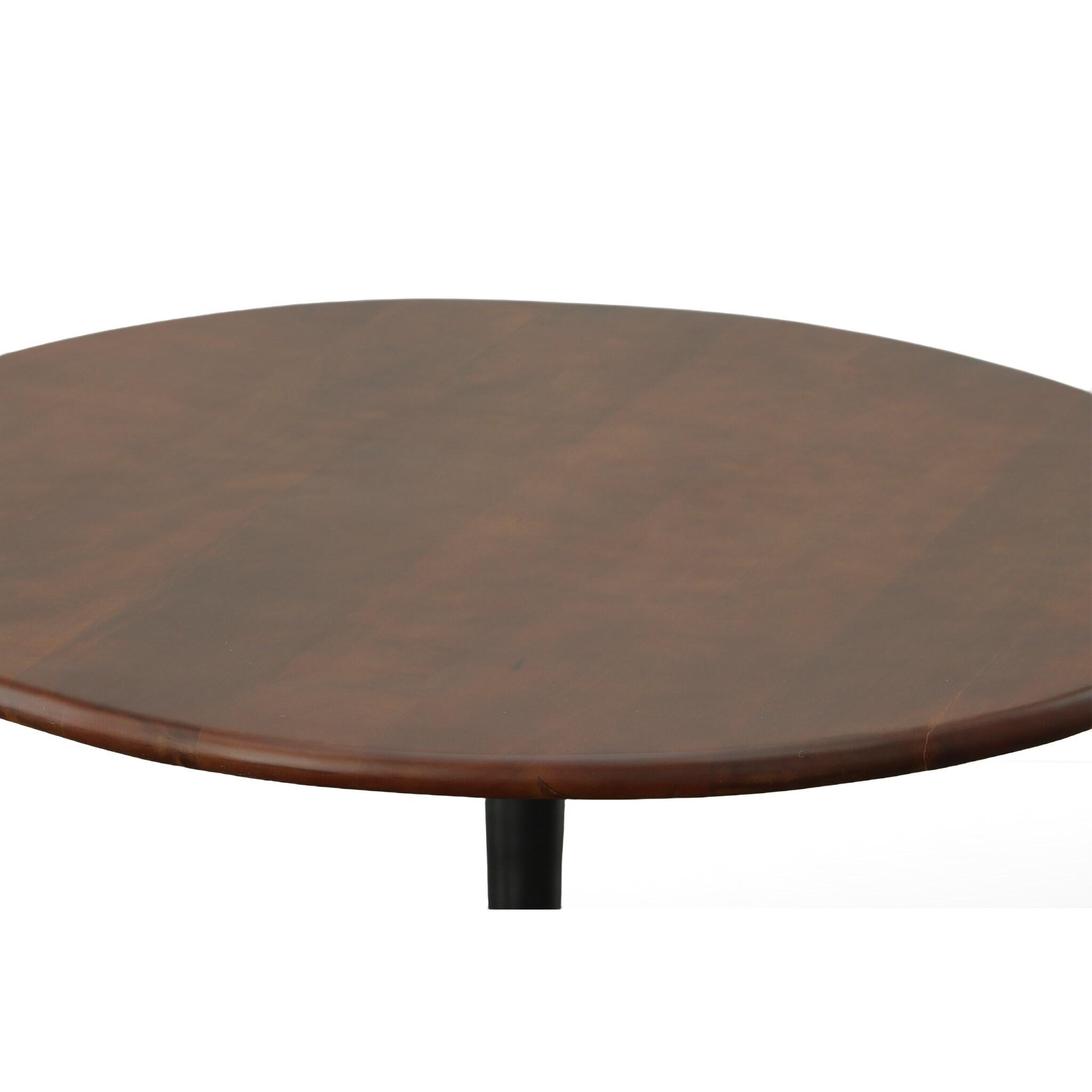 Carolina Living 40" Somerset Wood Top Round Dining Table Black: Elm Stained, Mango Wood, Pedestal Base