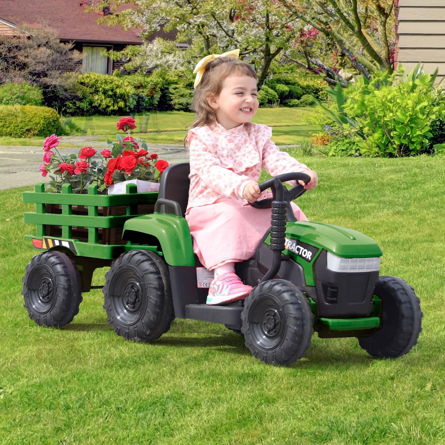 Veryke 35W / 12V Kids Ride On Tractor, Electric Car Toy with Bucket - Green