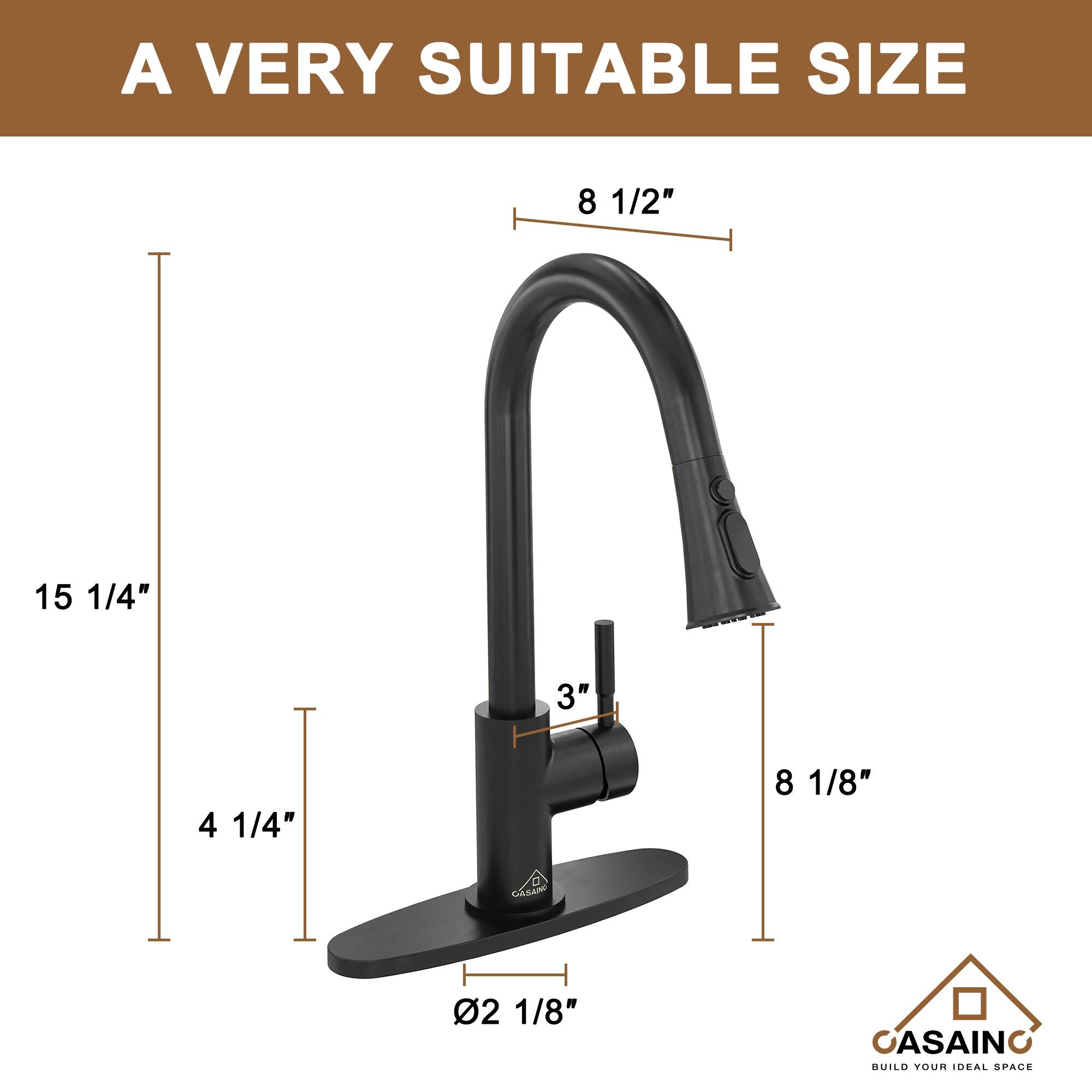 Pull Down Sprayer Kitchen Faucet with Dual-Function Sprayer and Deck Plate in Spot-Free