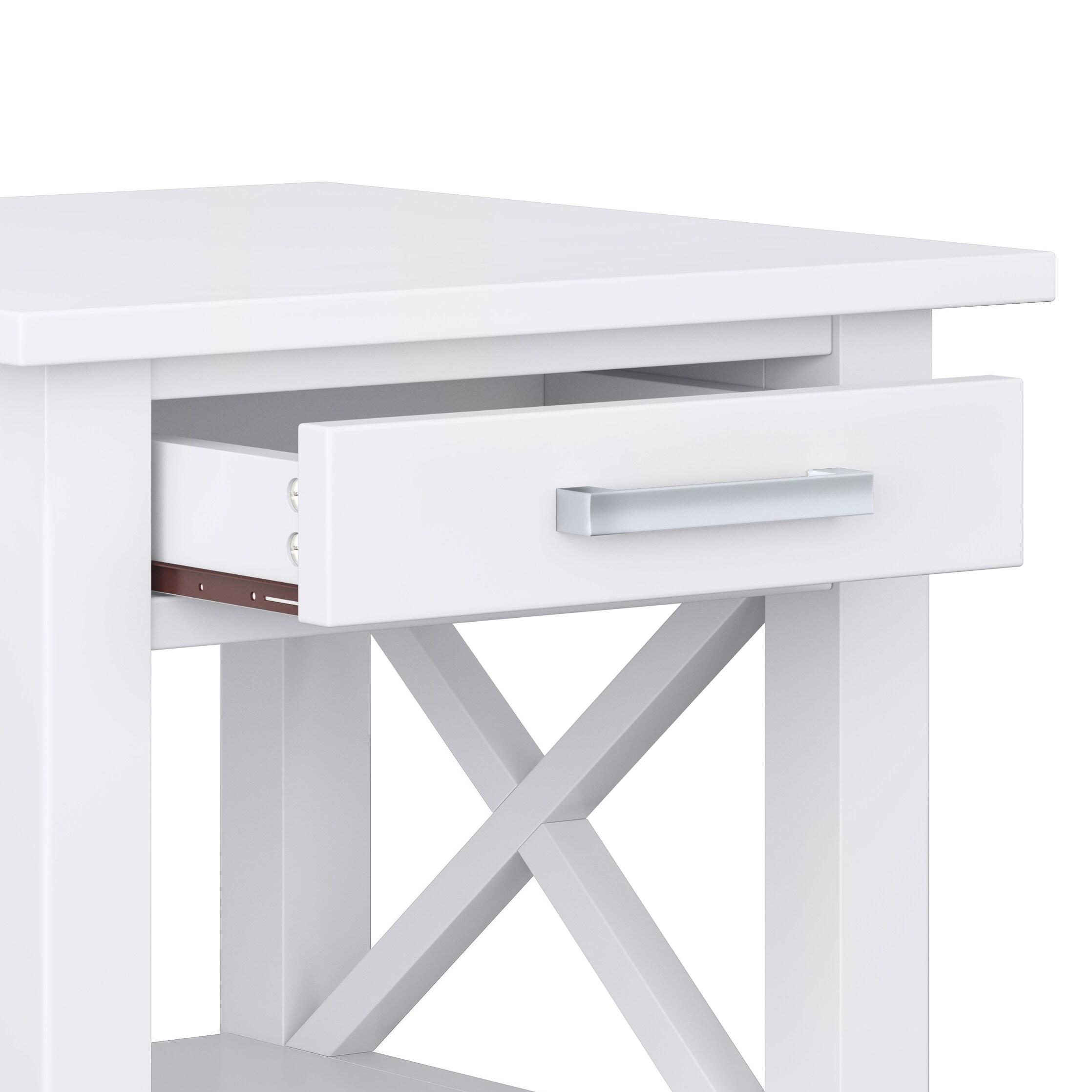 Simpli Home Kitchener 21" Square Contemporary Solid Wood End Table in White