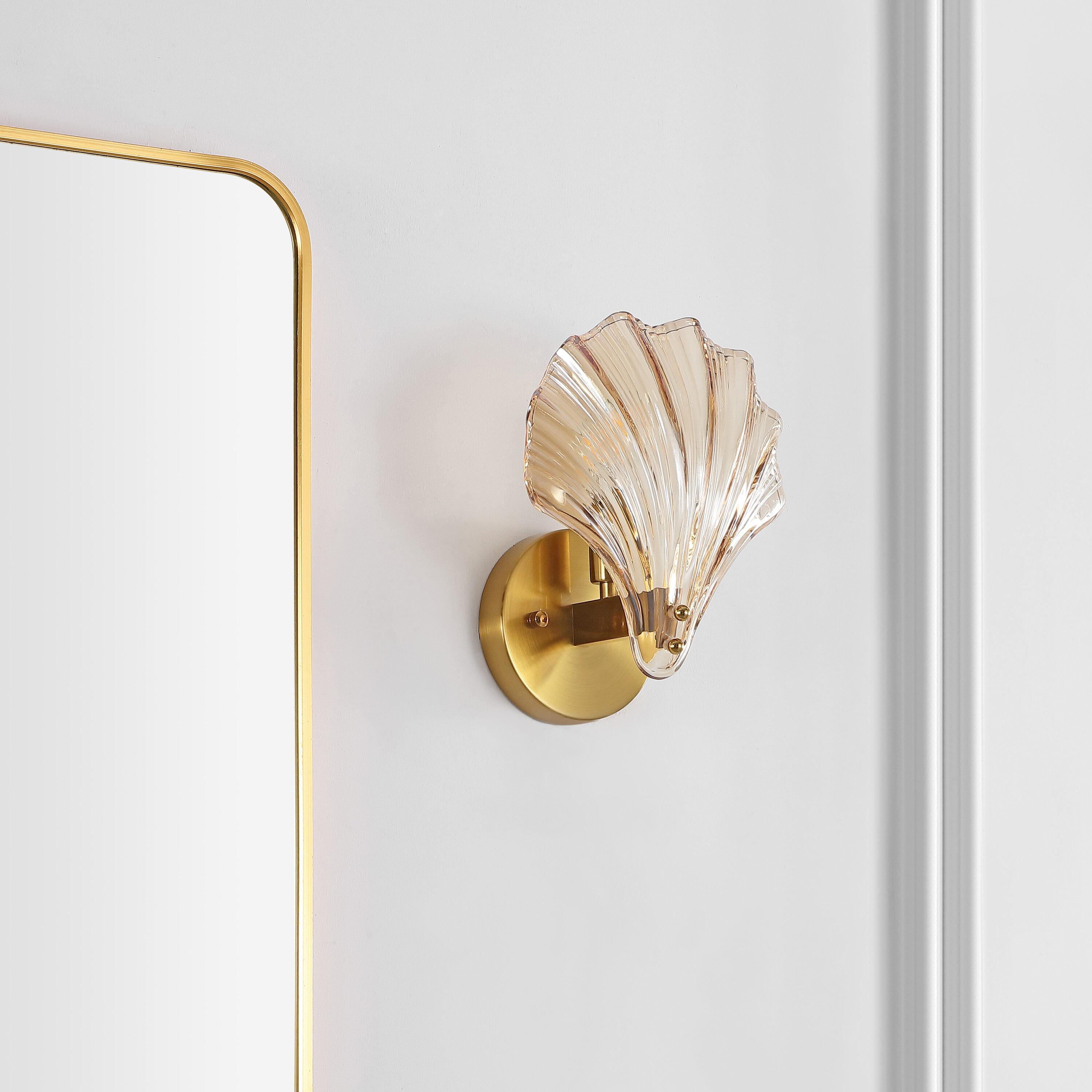 Sirena 5.5" Wall Sconce (Set of 2) - SCN4087 - Amber/Brass - Safavieh