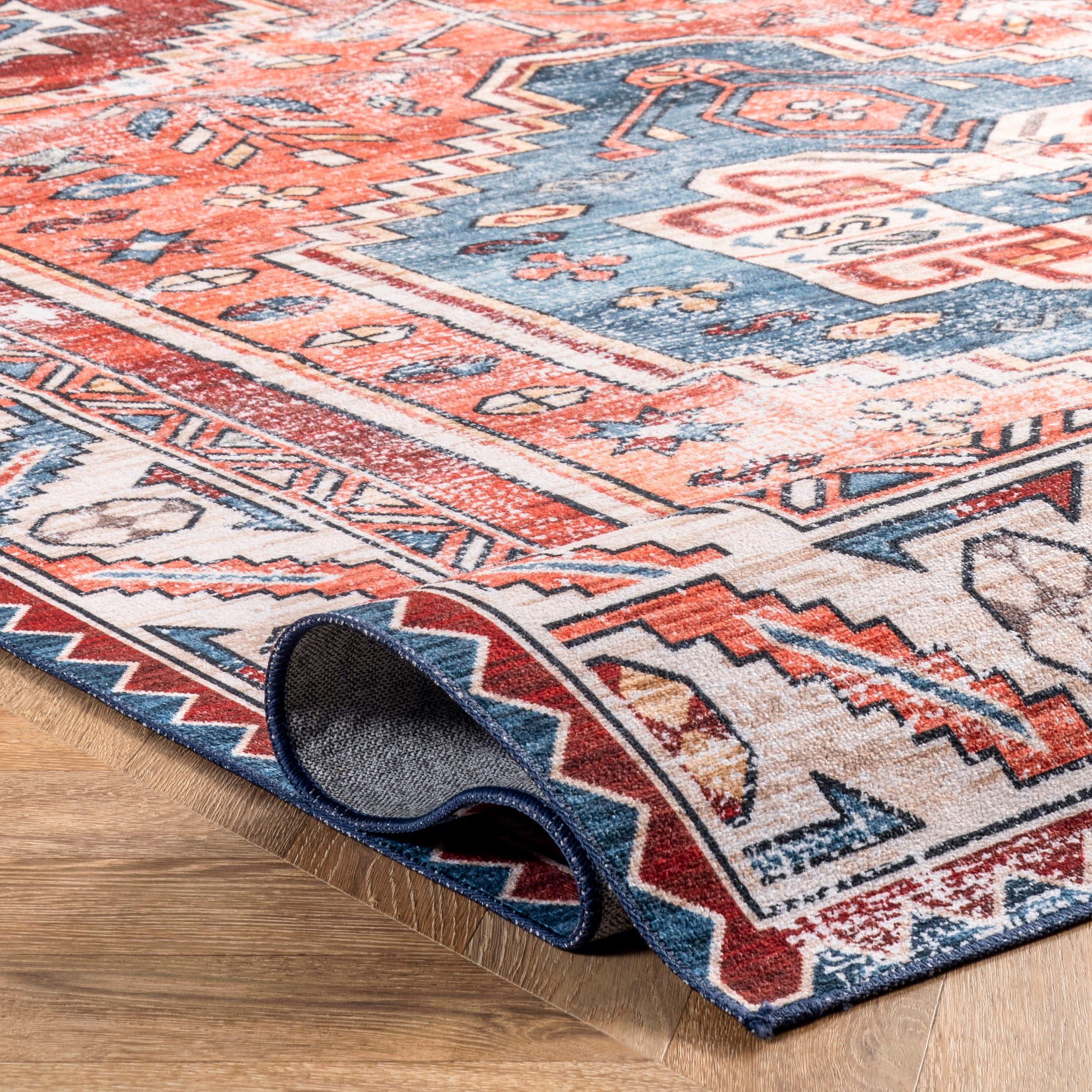 Nuloom Marli Pet Friendly Machine Washable Faded Medallion Area Rug, 5' x 8', Rust