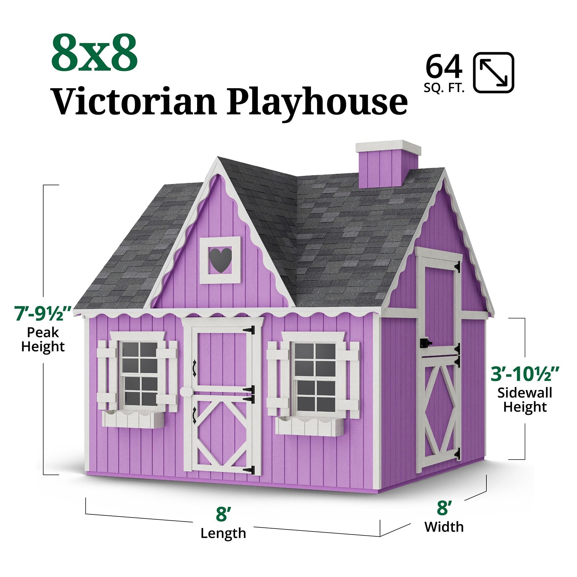 Little Cottage Co. 8x8 Victorian Playhouse with Floor, Outdoor Wood Do-It-Yourself Kit