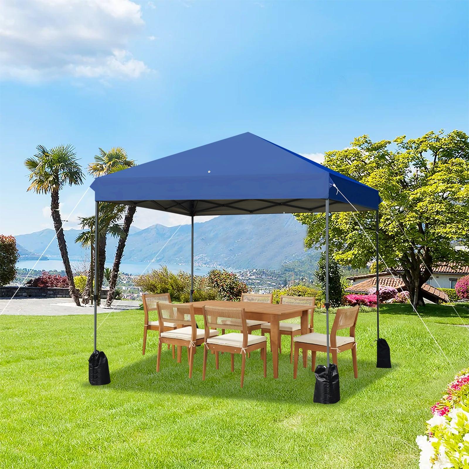 Costway 8x8 FT Pop up Canopy Tent Shelter Wheeled Carry Bag 4 Canopy Sand Bag Blue