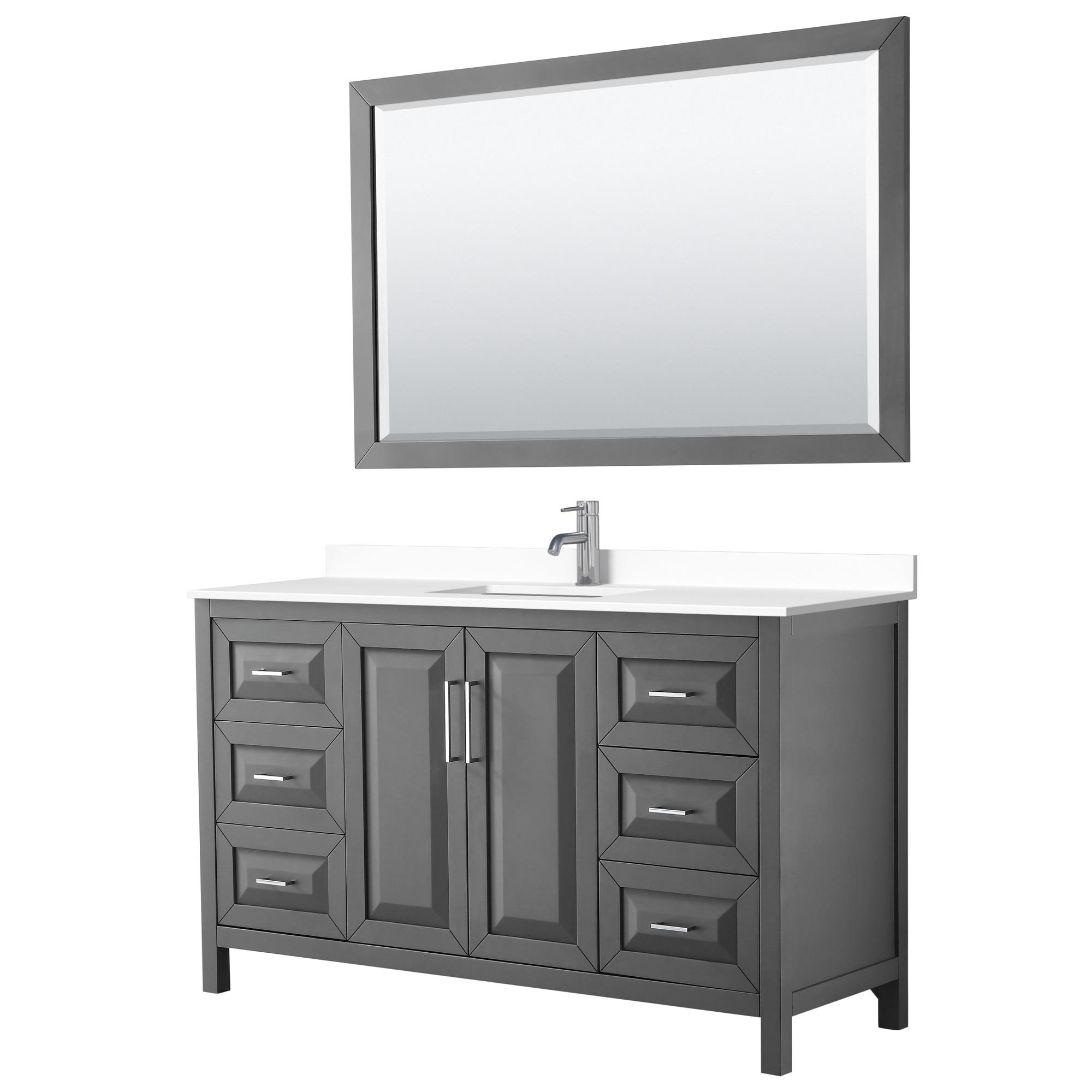 Wyndham Collection Daria 60'' Single Bathroom Vanity with Marble Top with Mirror
