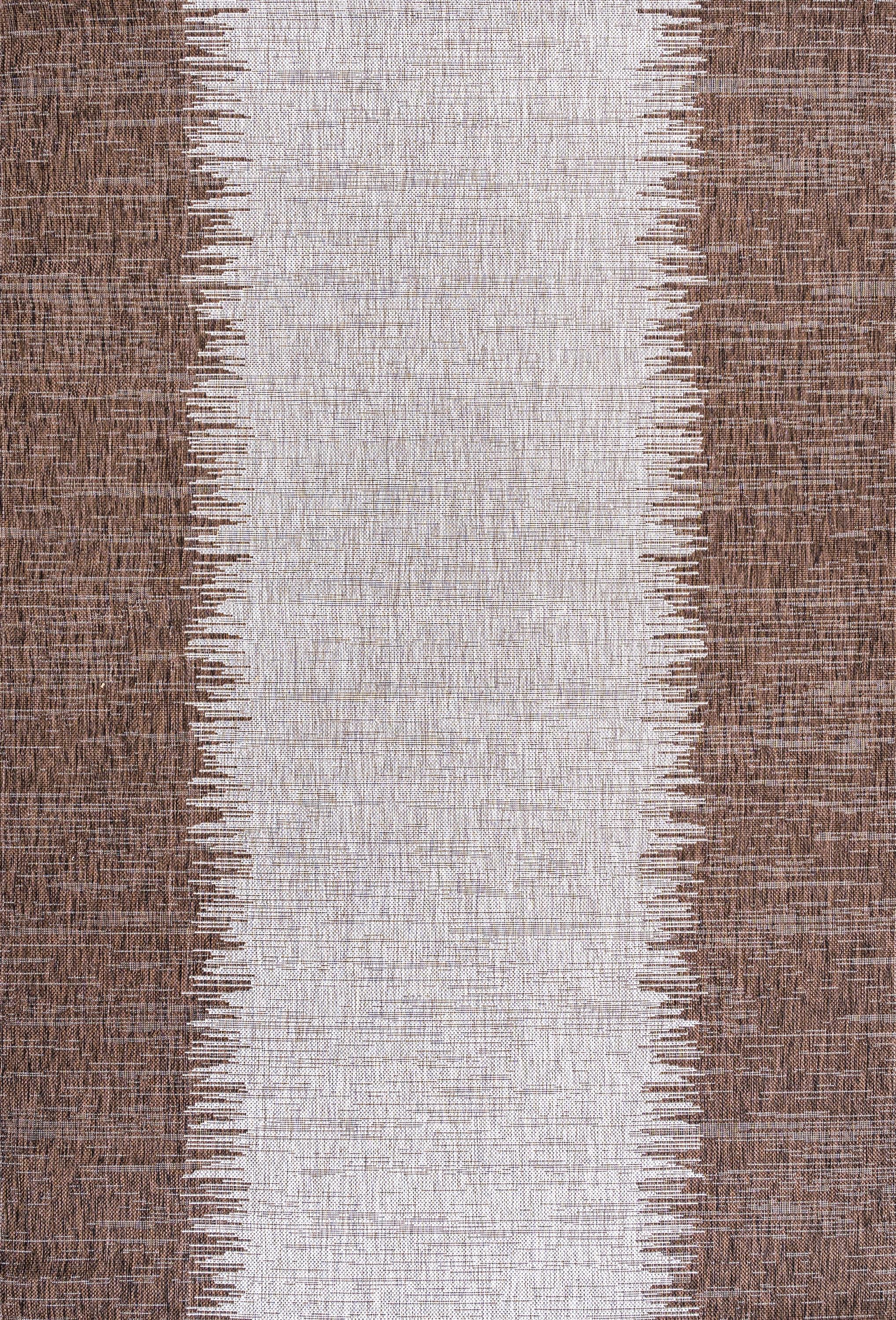 5'x8' Tavira Modern Strie' Indoor/Outdoor Area Rug, Brown/Beige - JONATHAN Y