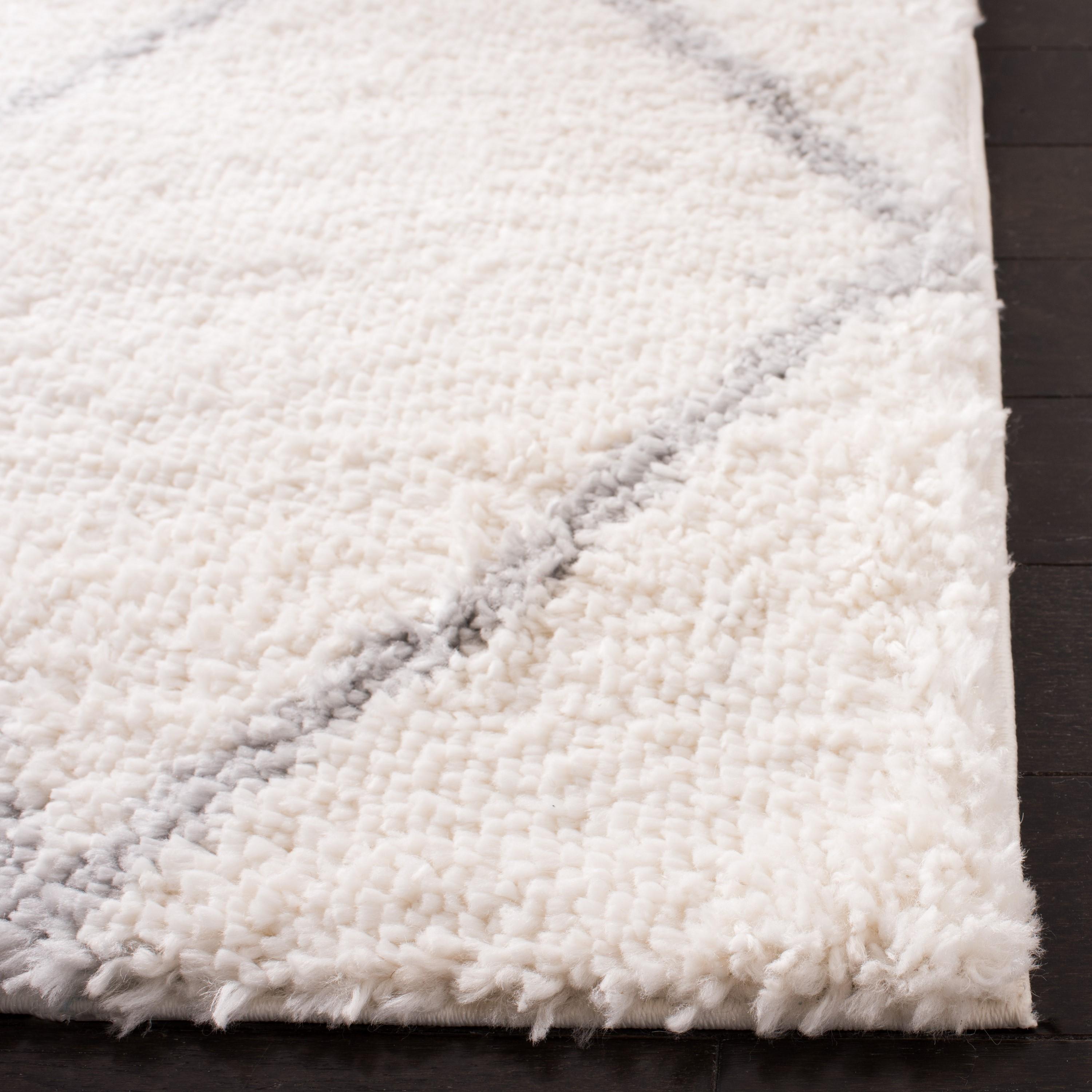 Parma Shag PMA515 Power Loomed Indoor Runner Rug - 2'3"x11' - Cream/Grey - Safavieh