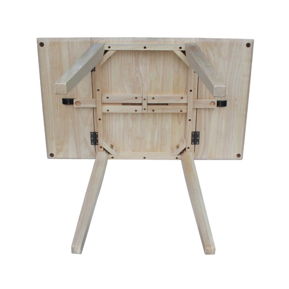 International Concepts Solid Wood Drop Leaf Casual Kitchen and Dining Table - Unfinished