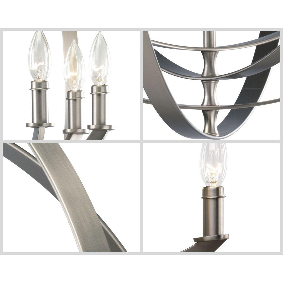 Progress Lighting Equinox 5-Light Chandelier Pendant, Steel, Burnished Silver, No Shade