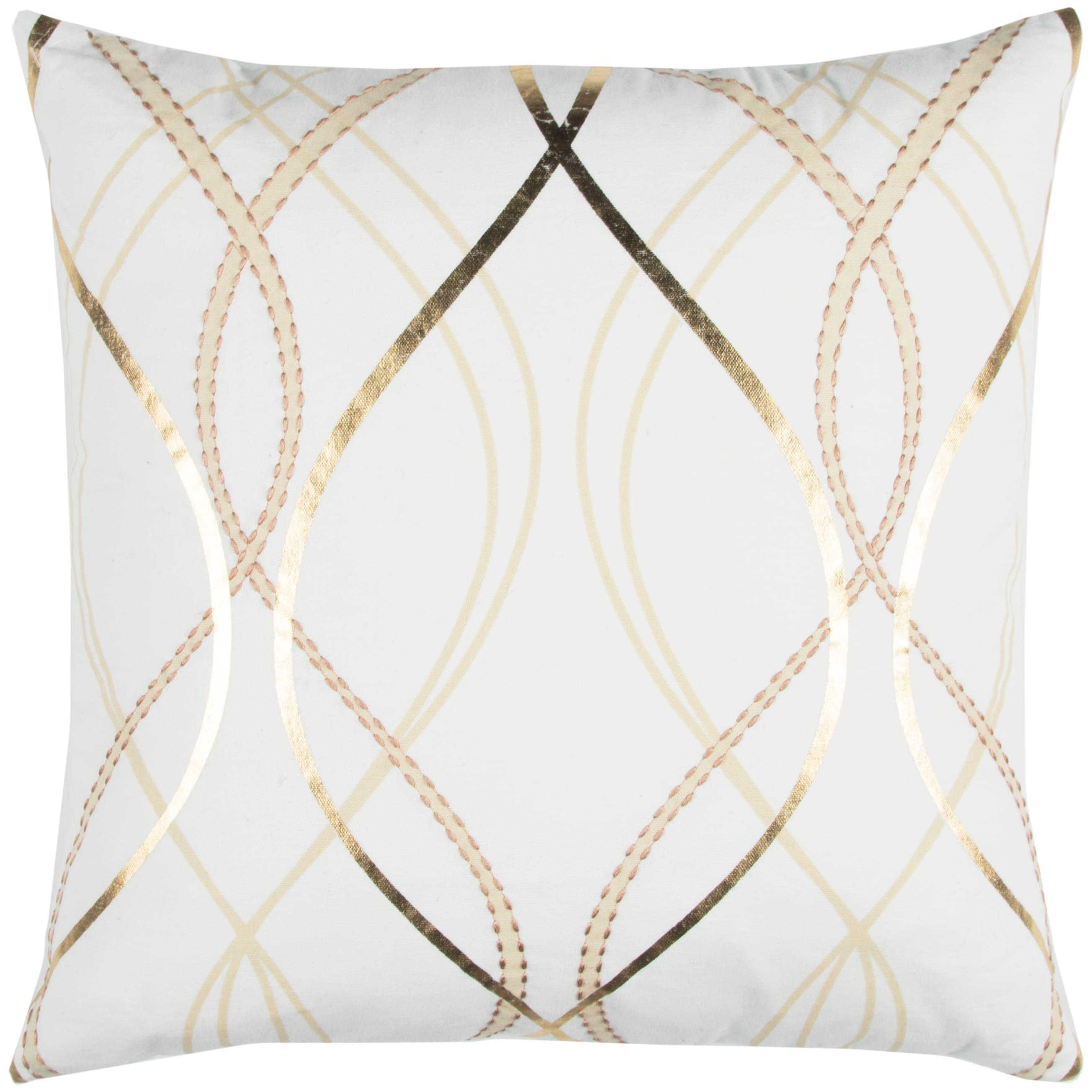 20"x20" Cotton Throw Pillow White - Rizzy Home: Geometric, Zipper Closure, Indoor Canvas