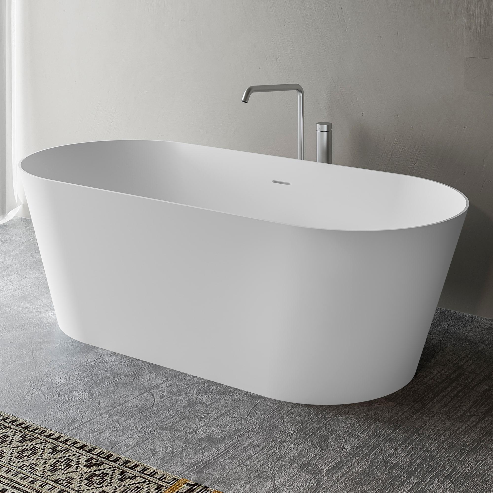 Ruvati 67-inch epiStone Solid Surface Oval Freestanding Bath Tub Omnia Matte