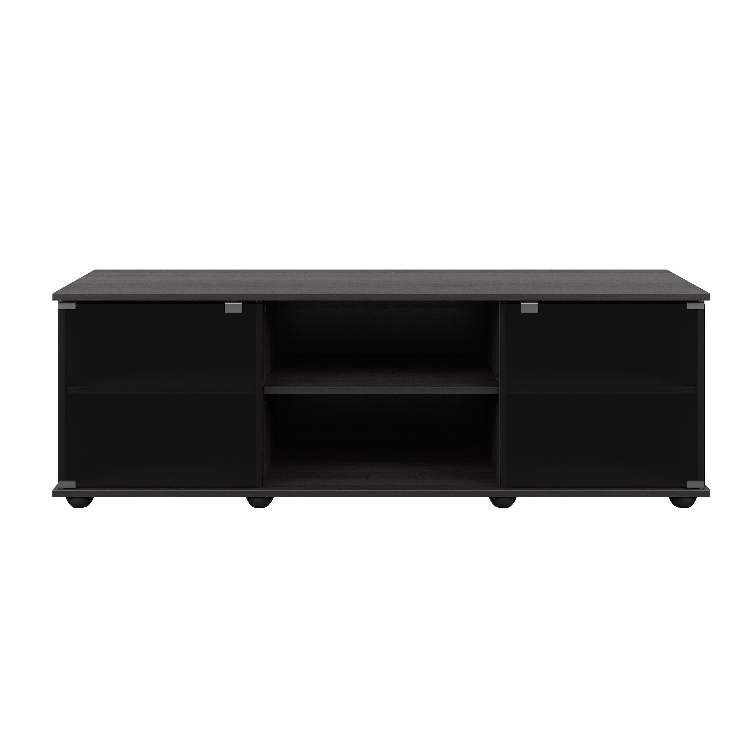 Flat Panel TV Stand for TVs up to 64" Ravenwood Black - CorLiving: Mid-Century Modern, Adjustable Shelves, Cable Management