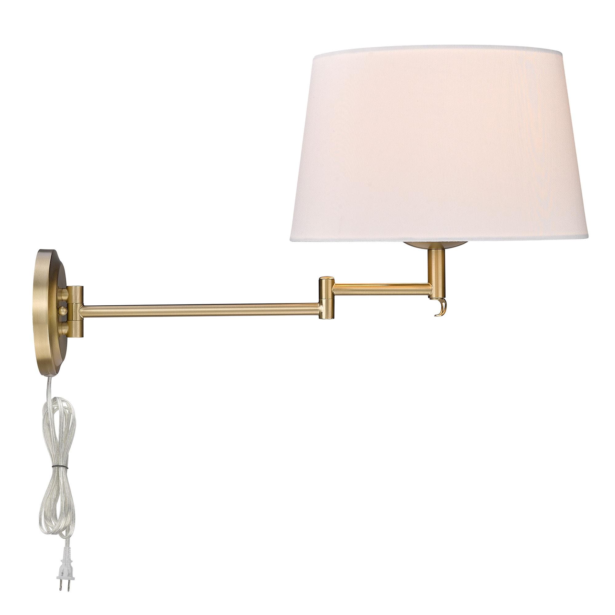 Golden Lighting Eleanor 1-Light Swing Arm in Brushed Champagne Bronze with Modern White