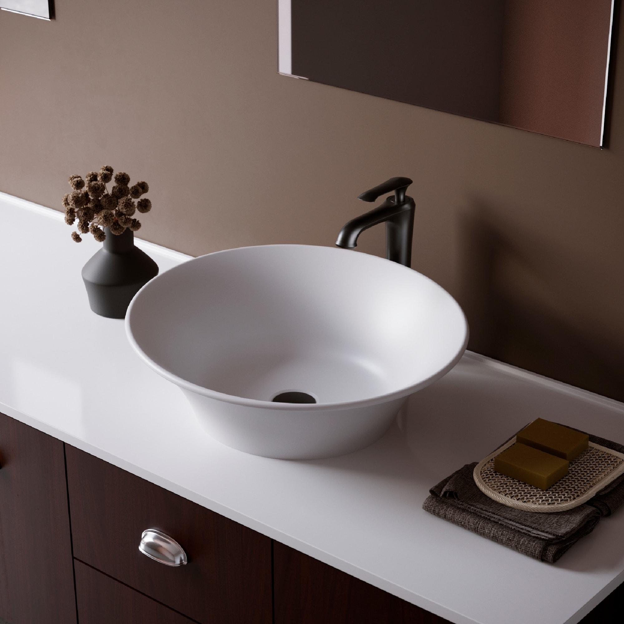 Karran Quattro 20-5/8'' X 17'' Matte White Acrylic Oval Vessel Sink