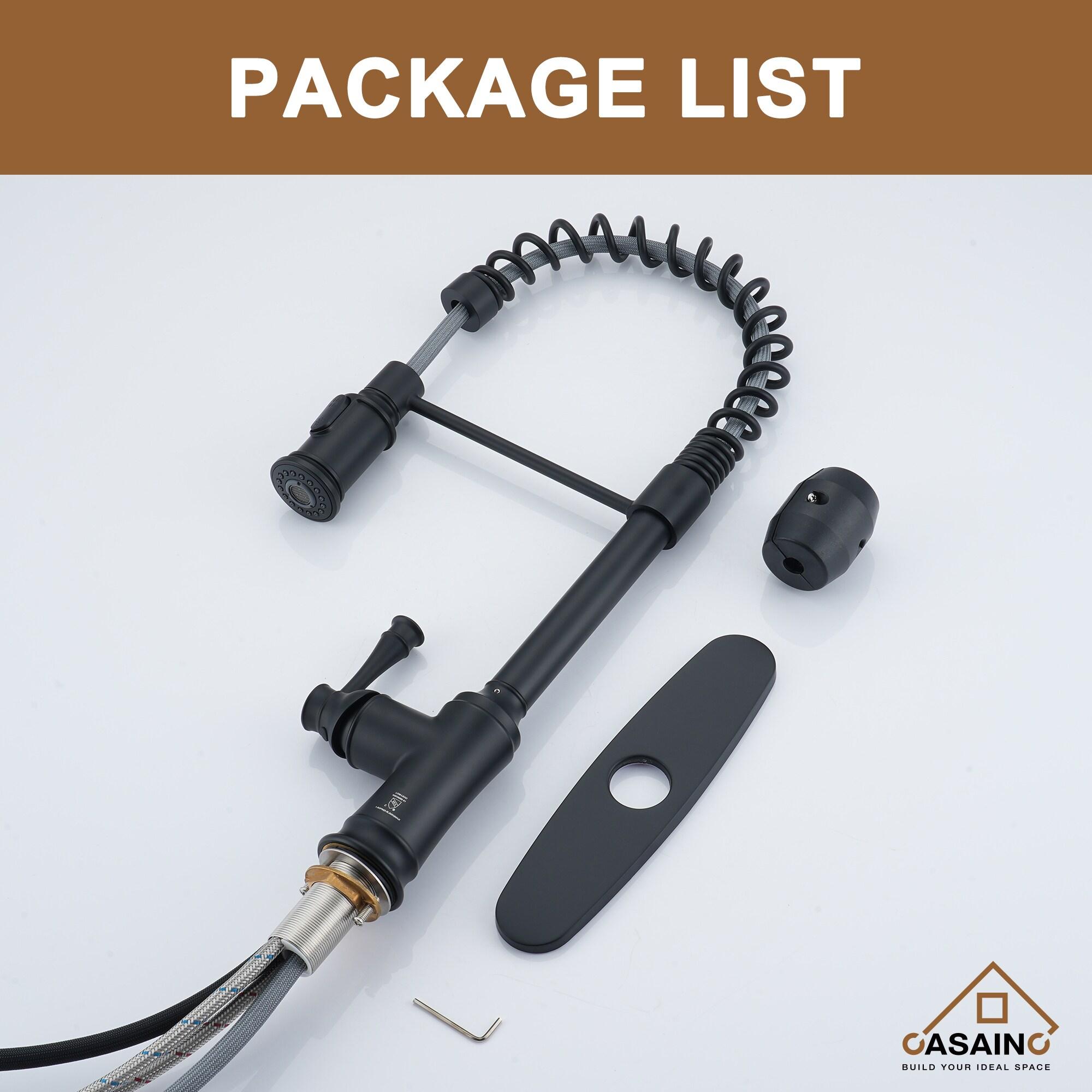 CASAINC Single-Handle Spring Pull-Down Kitchen Faucet Single Hole Faucet 1.8 GPM