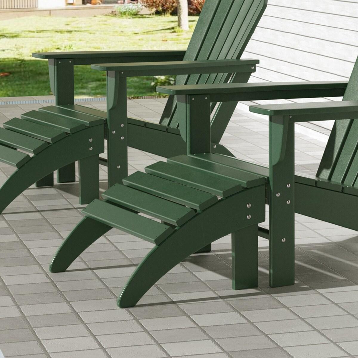 Polytrends  Laguna Hdpe All Weather Outdoor Patio Foldable Ottoman Dark Green