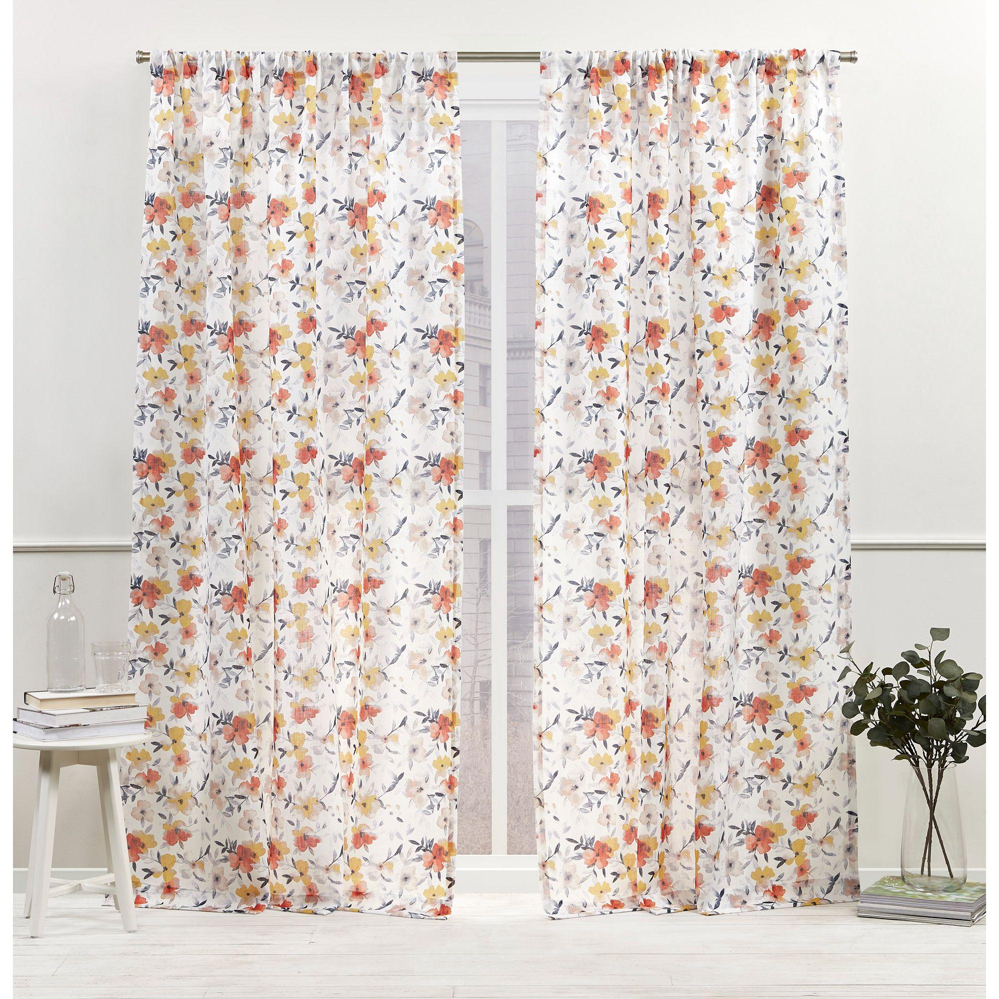 Nicole Miller Nicole Miller New York Hattie Light Filtering, Semi Sheer Rod Pocket Curtain Panels (Set of 2)