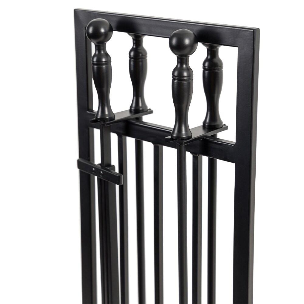 Country Living Pinecrest Black Fireplace Tool Set - Includes Brush, Shovel, Poker, Tongs & Stand