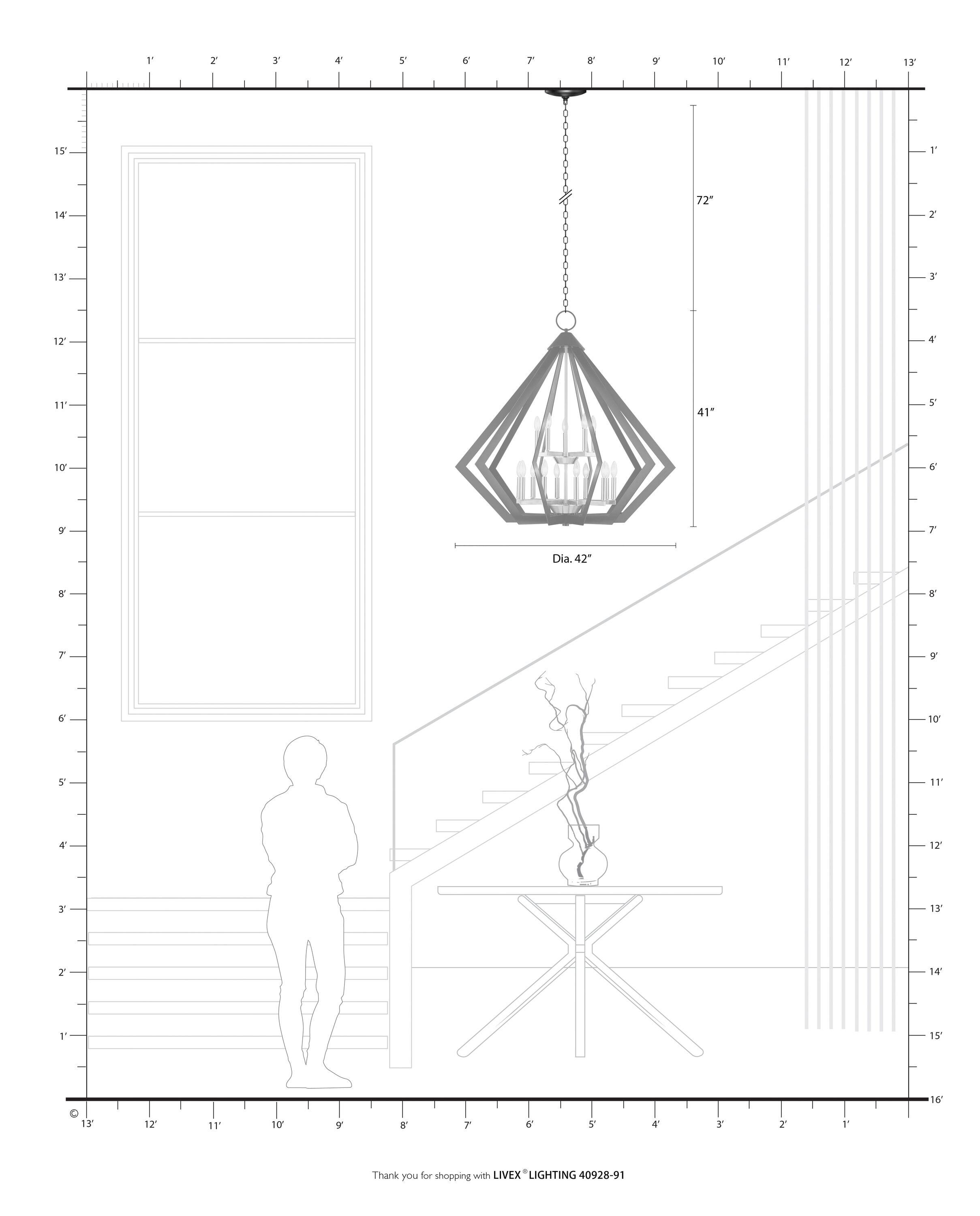 Livex Lighting Prism 15 Light Foyer Chandelier in Brushed Nickel