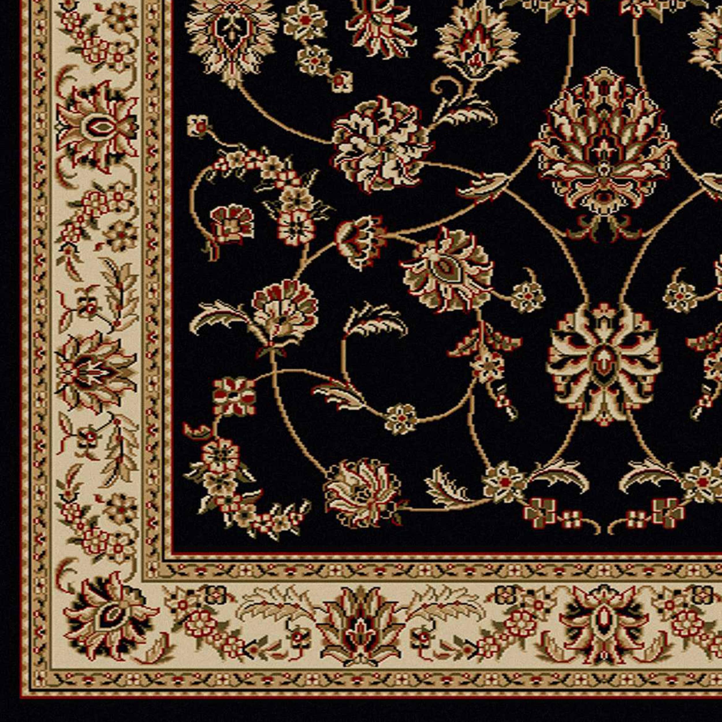 Radici Usa Como Area Rug 1596 Black Italian Bordered 5' 5" x 7' 7" Rectangle