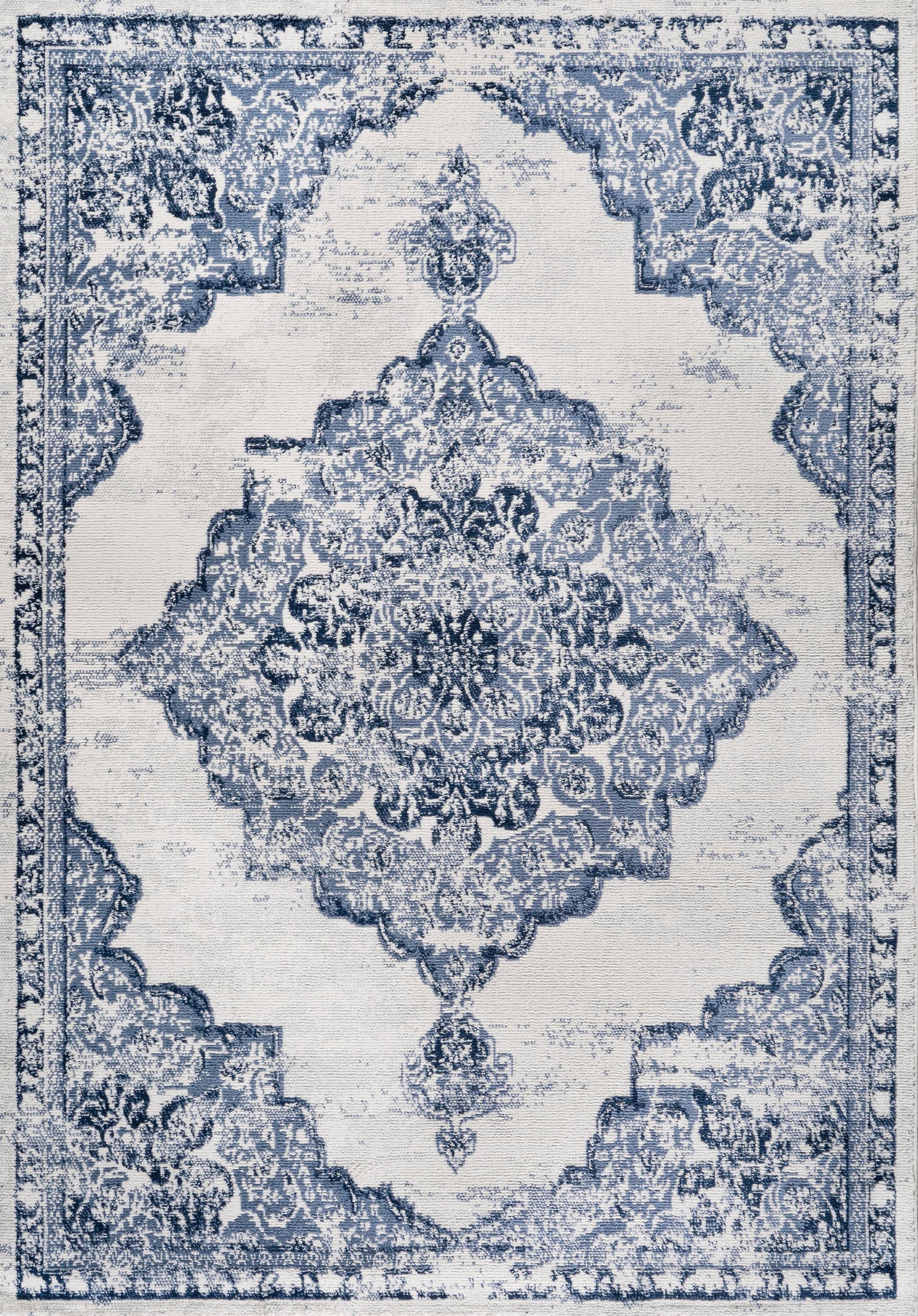8'x10' Alhambra Ornate Medallion Modern Area Rug, Light Blue/Ivory - JONATHAN Y