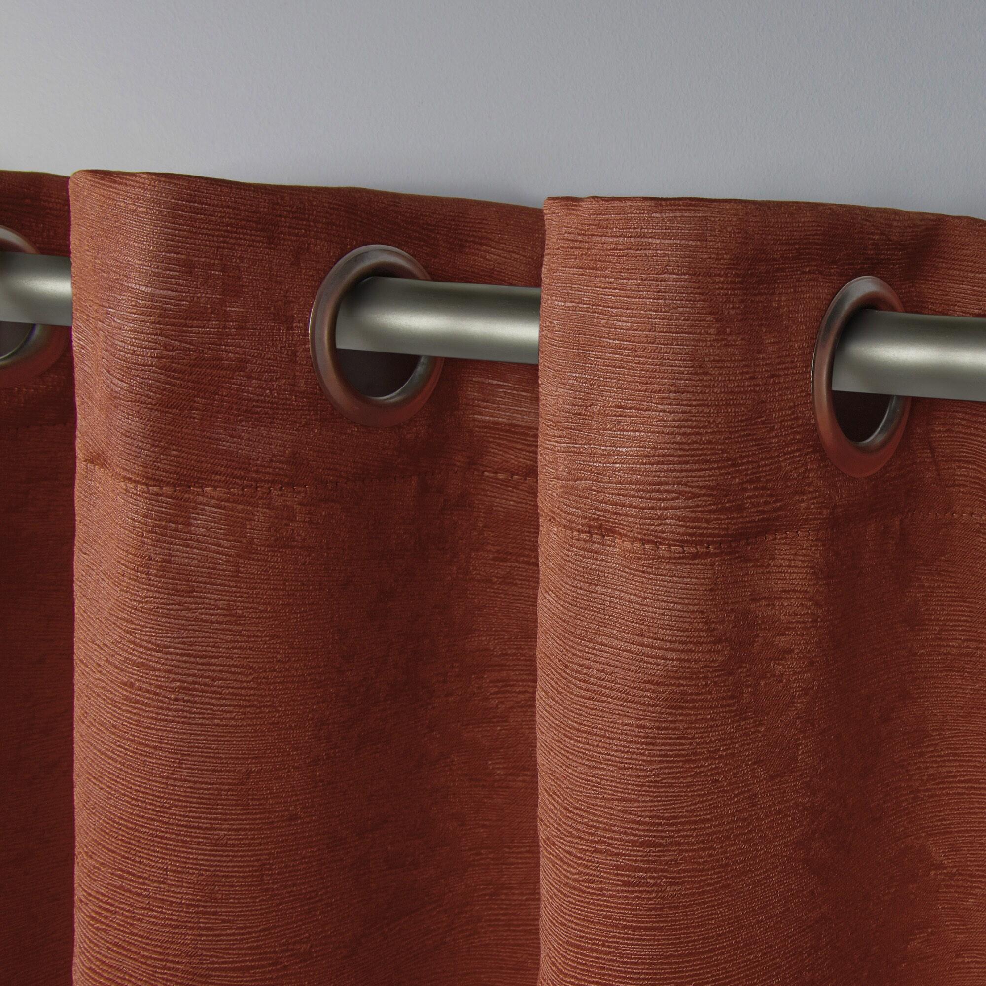 Set of 2 63"x52" Oxford Textured Sateen Thermal Room Darkening Grommet Top Window Curtain Panel Mecca Orange - Exclusive Home