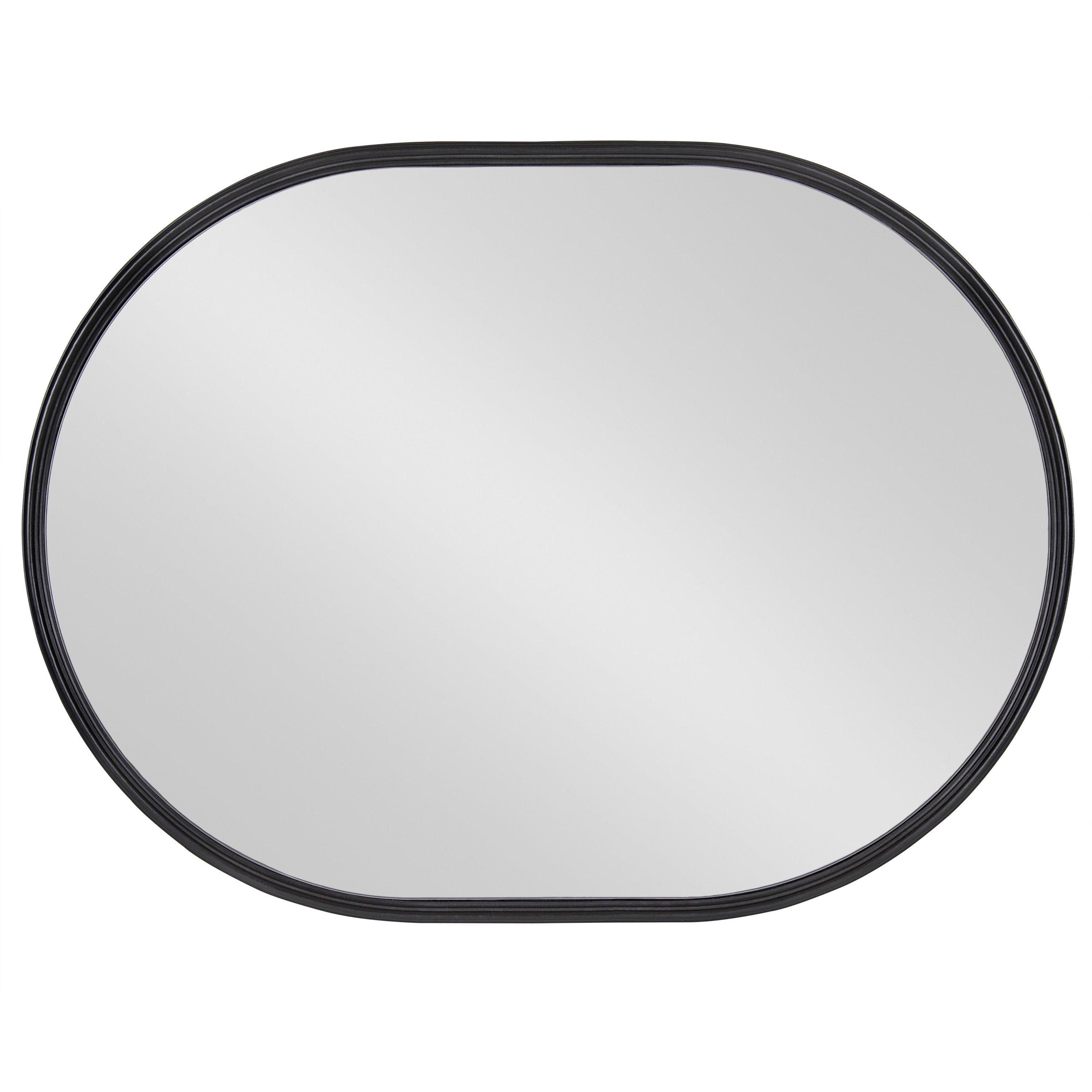 Kate and Laurel Caskill Modern Oval Mirror, 18" x 24", Black, Capsule-Shaped Accent Mirror for Entryway, Living Room, or Bathroom