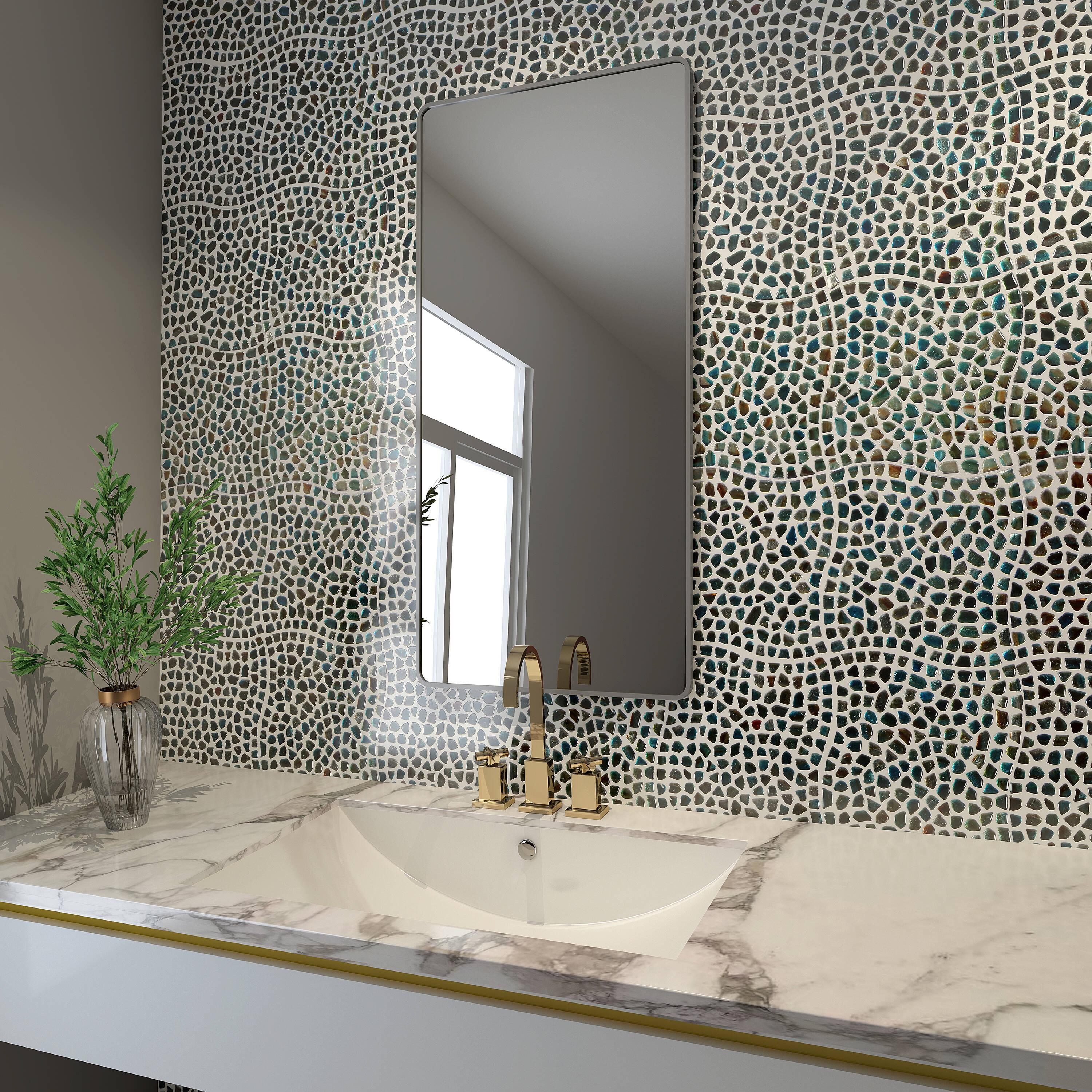 Bond Tile Fractal Pebble 11.88 in. x 11.88 in. Polished Glass Wall Mosaic Tile (0.98 Sq. Ft. / Each)