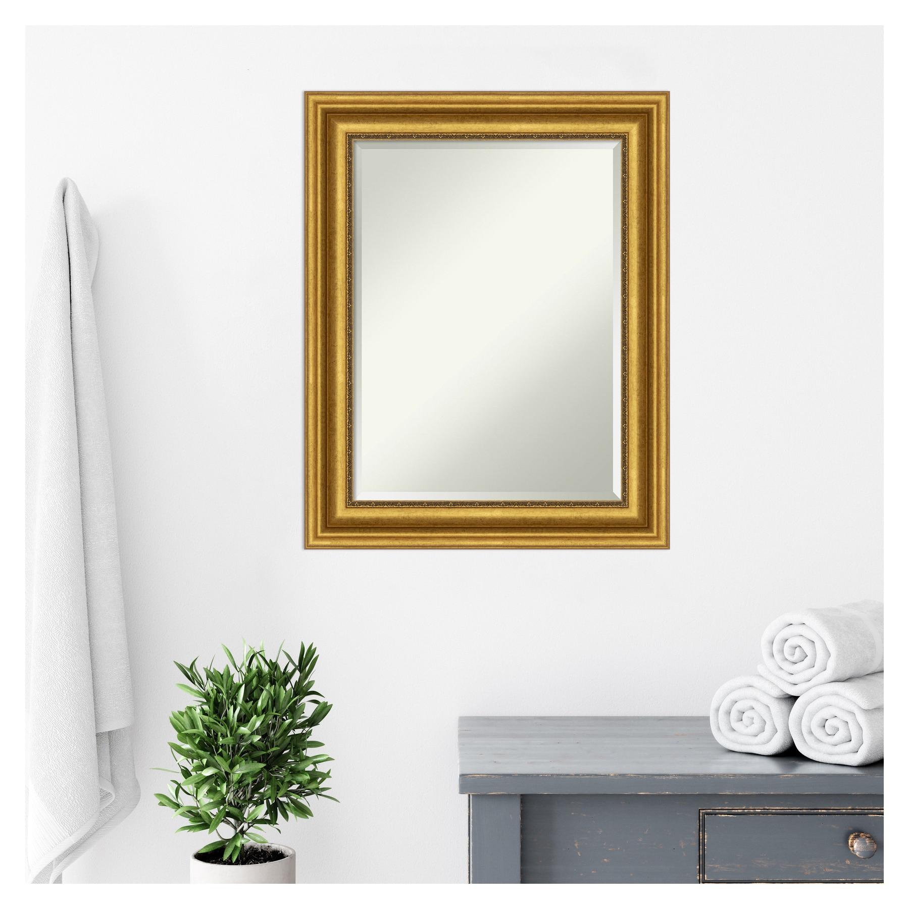 Parlor Gold Rectangular Beveled Bathroom Vanity Mirror