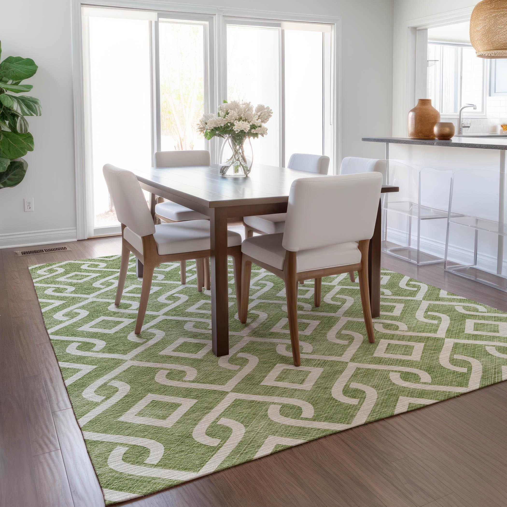 Addison Rugs Chantille ACN621 Green 8' x 10' Indoor Outdoor Area Rug, Easy Clean, Machine Washable, Non Shedding, Bedroom, Living Room, Dining Room, Kitchen, Patio Rug