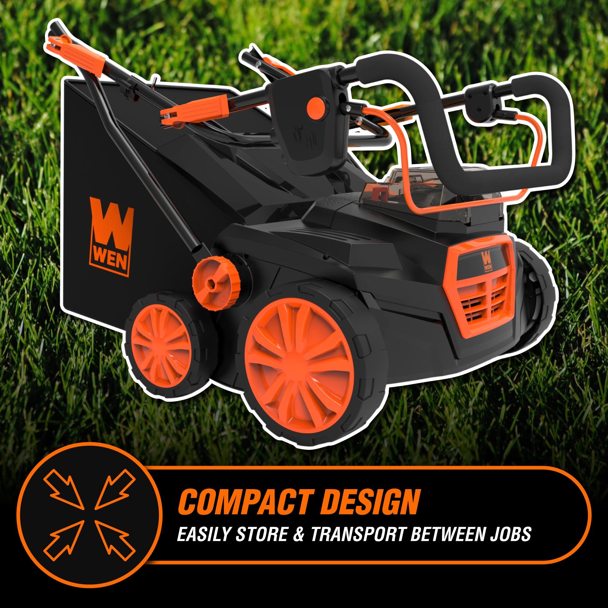 WEN 15" 20V Cordless Electric Dethatcher and Scarifier Walk-Behind Lawn Mower