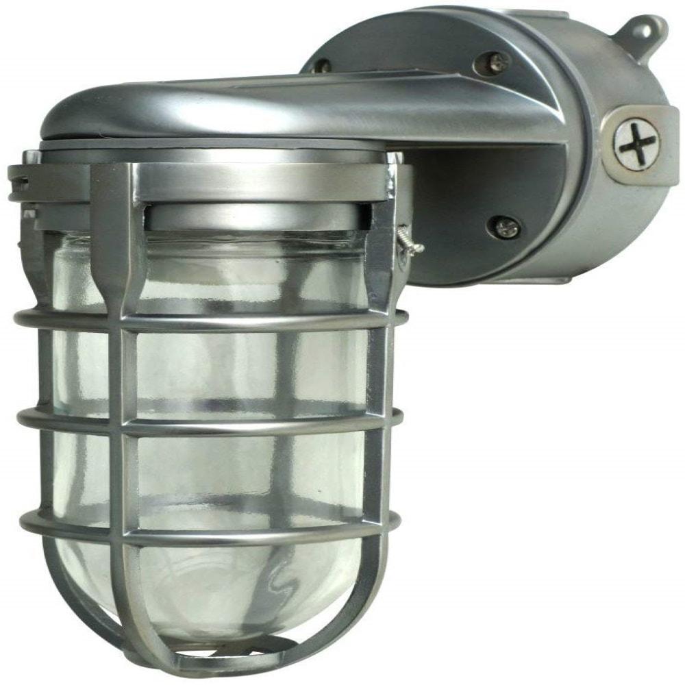 Woods L1707SV Traditional 150W Incandescent Weather Industrial Light, Wall Mount, Silver
