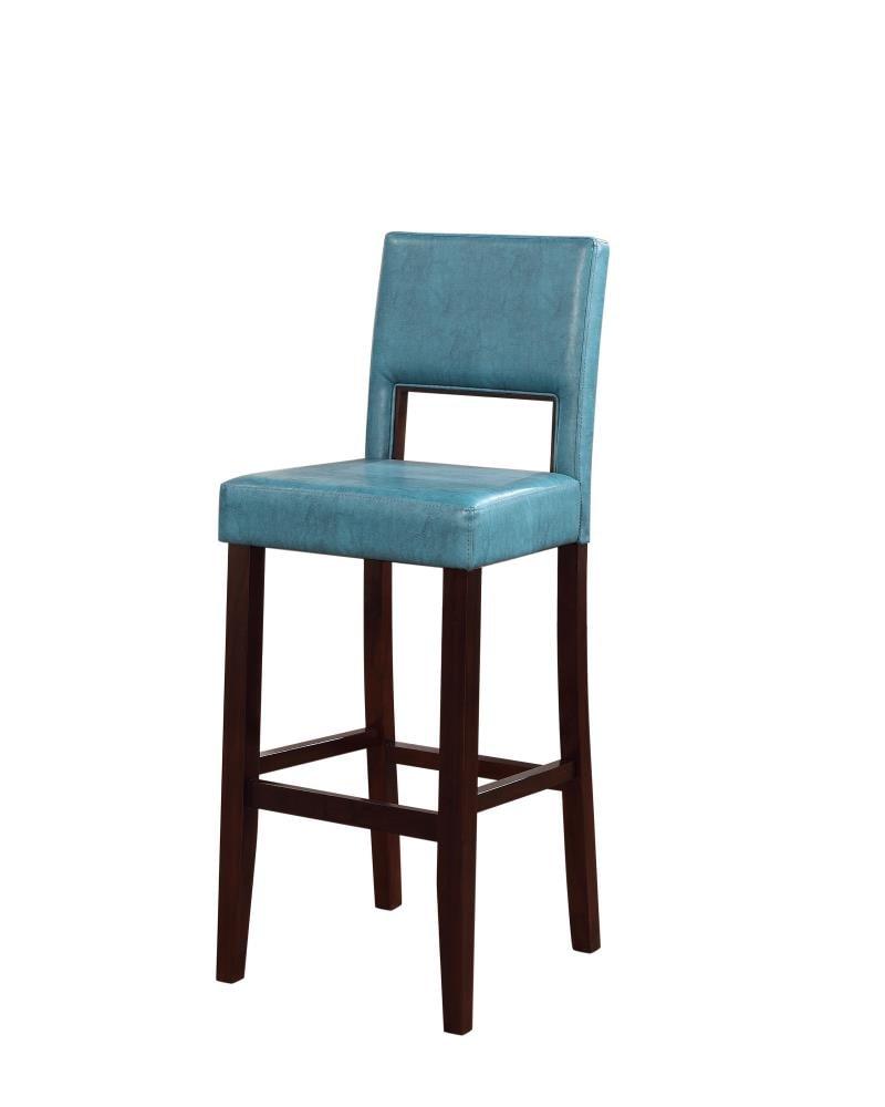 30" Vega Padded Back and Seat Faux Leather Barstool Blue - Linon: Upholstered, Rubberwood Legs, Fixed Height