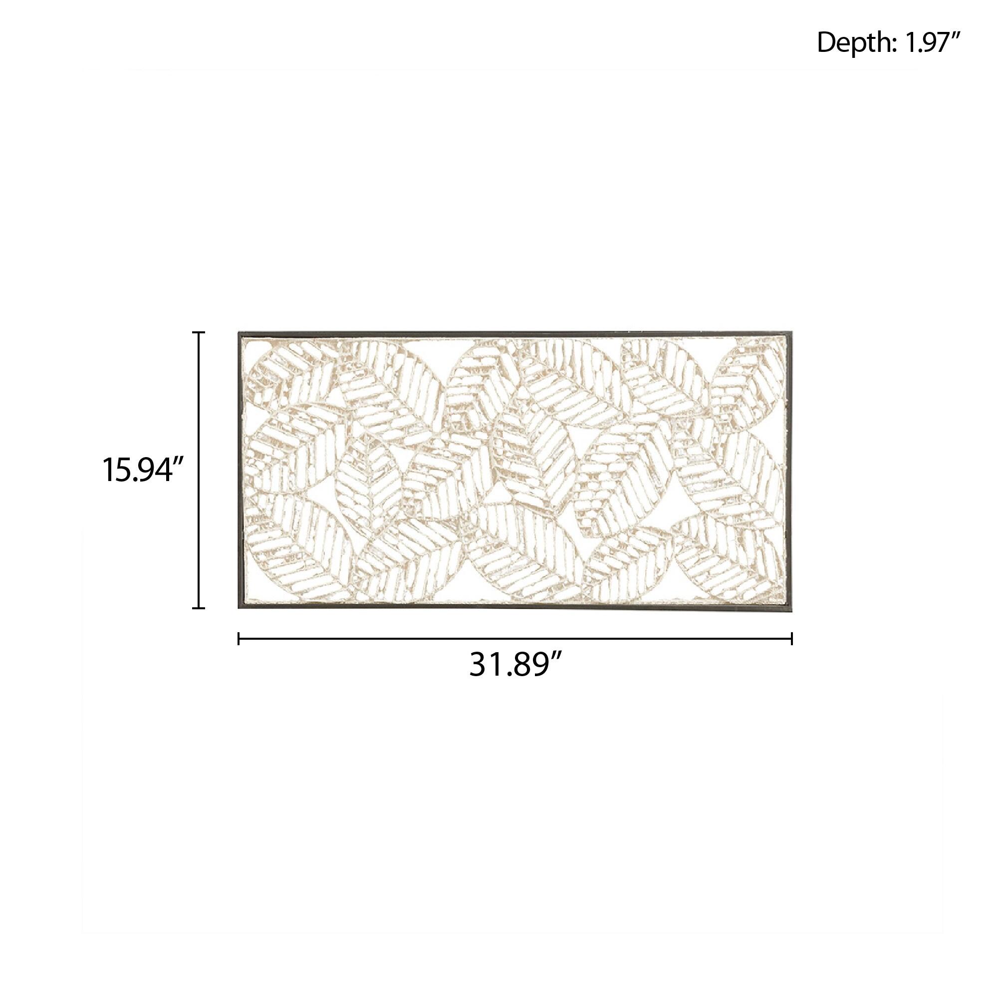 32" x 16" Paper Cloaked Leaves Unframed Wall Decor Natural: Madison Park Etched Botanical Artwork, Molded Hanger