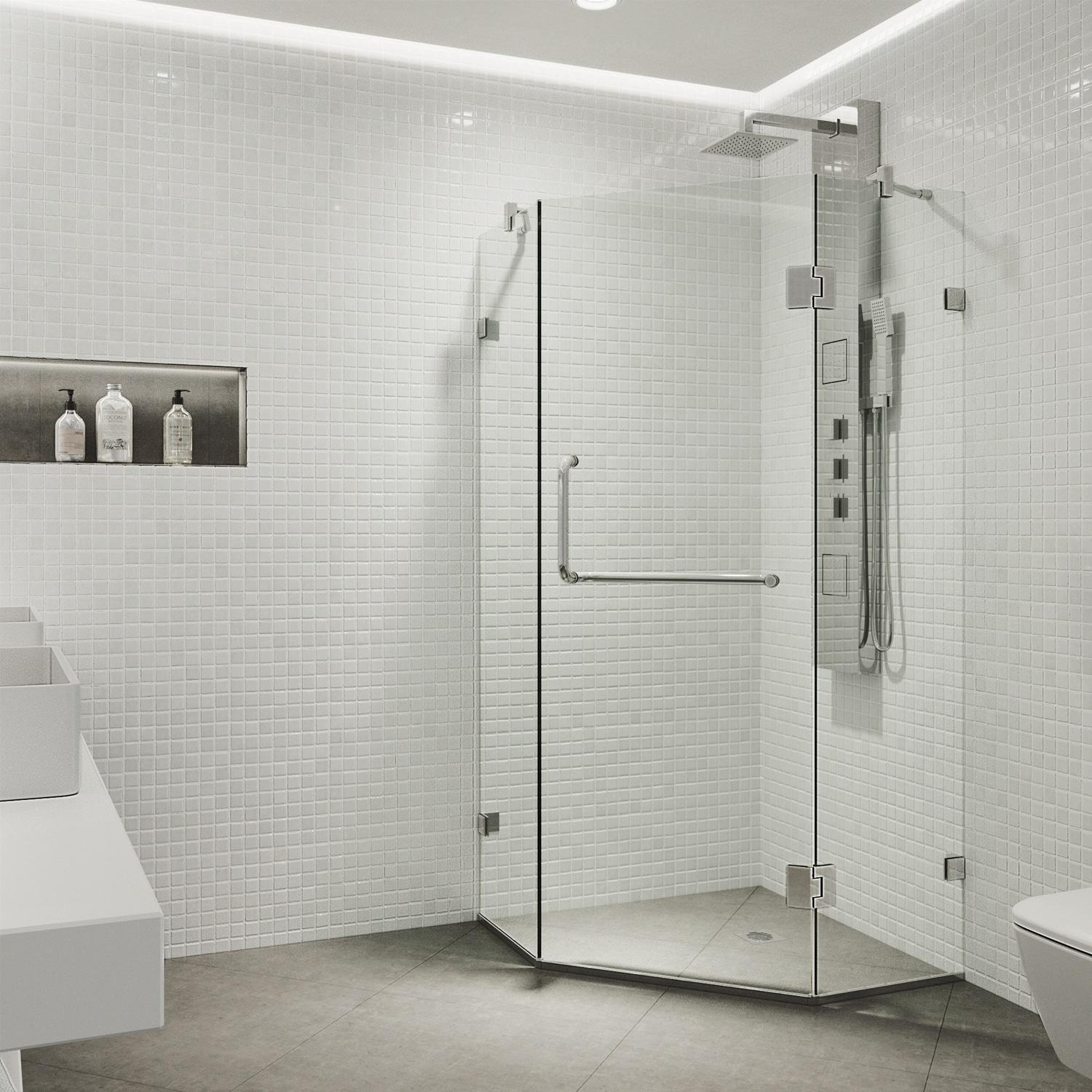 Piedmont 36" W x 36" D x 73" H Hinged Frameless Shower Enclosure with 3/8Clear Glass
