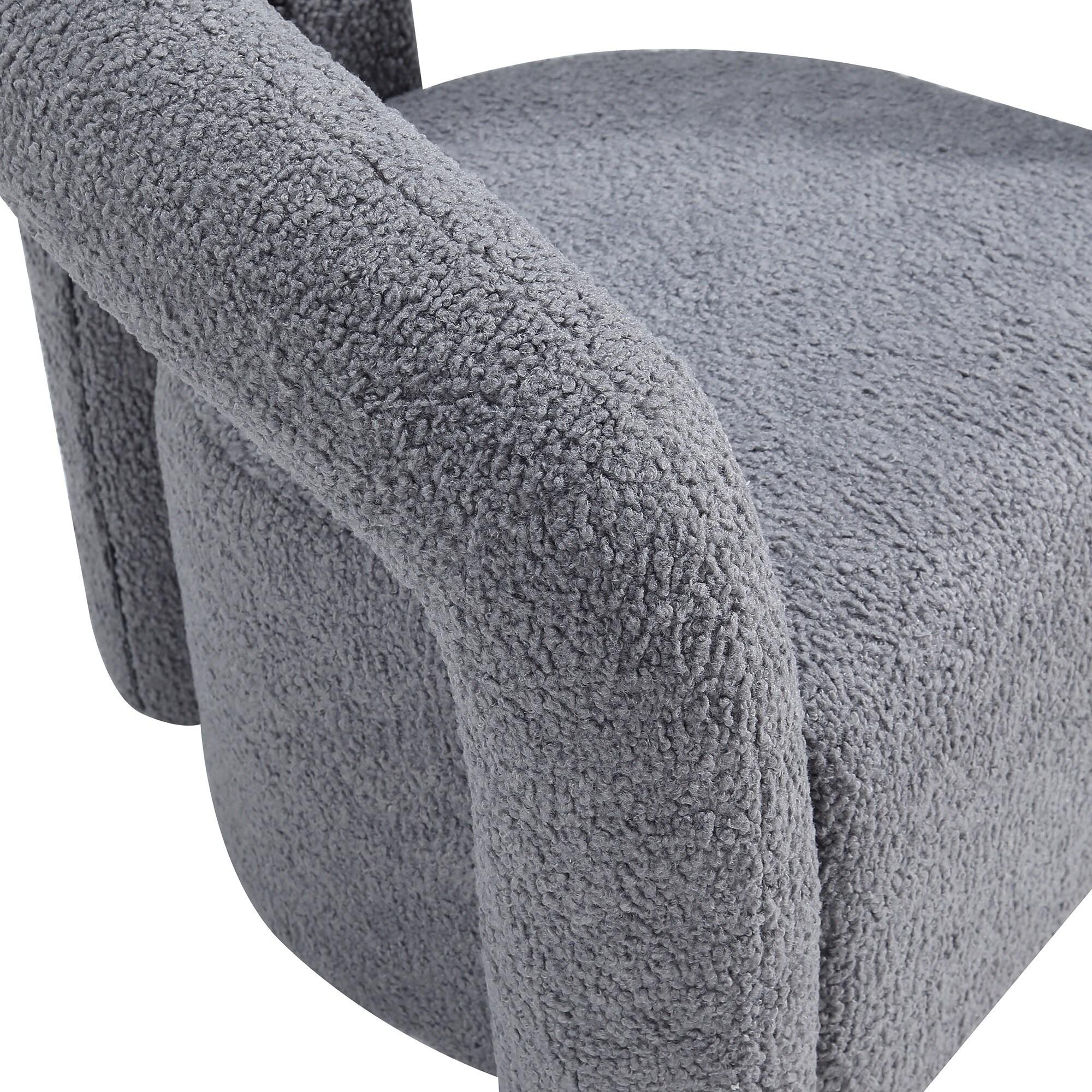 Manhattan Comfort Darian Modern Boucle Upholstered Accent Chair Gray: Pine Frame, Foam Cushion, No Assembly Required