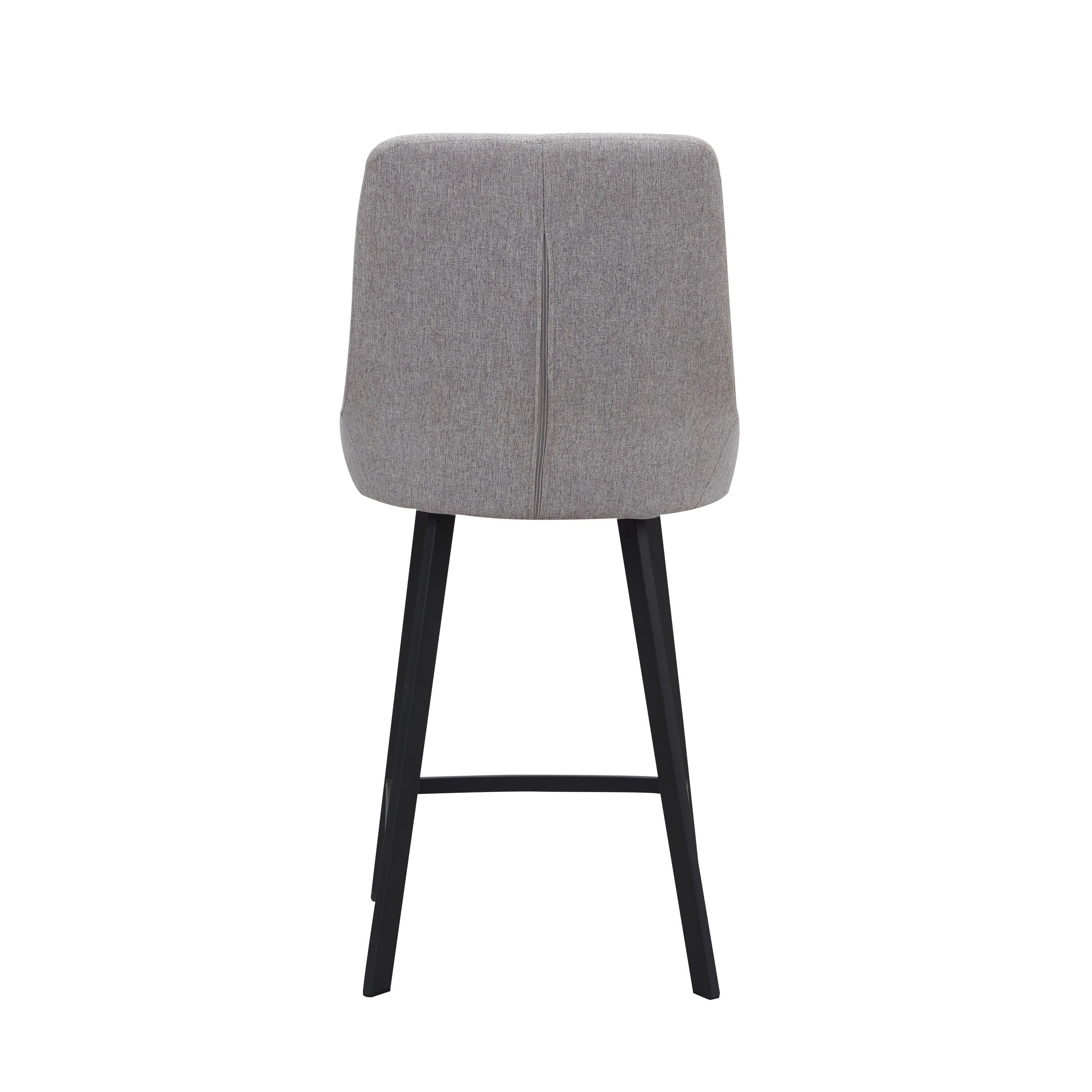 Leick Home Upholstered Back Counter Height Stool with Steel Base Set of 2 in Gray and Black