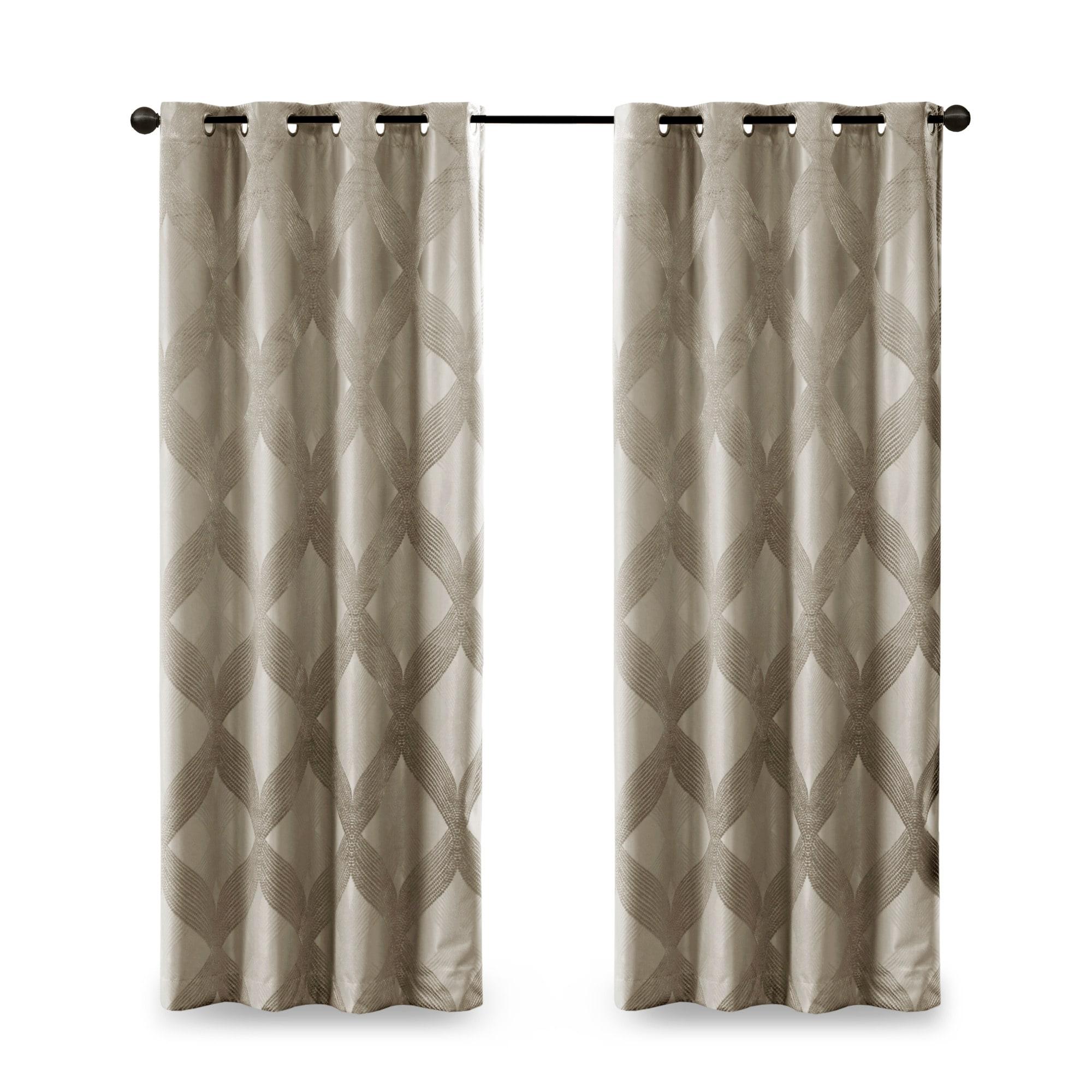 Madison Park Bentley Ogee Knitted Jacquard Geometric Total Blackout Single Curtain Panel