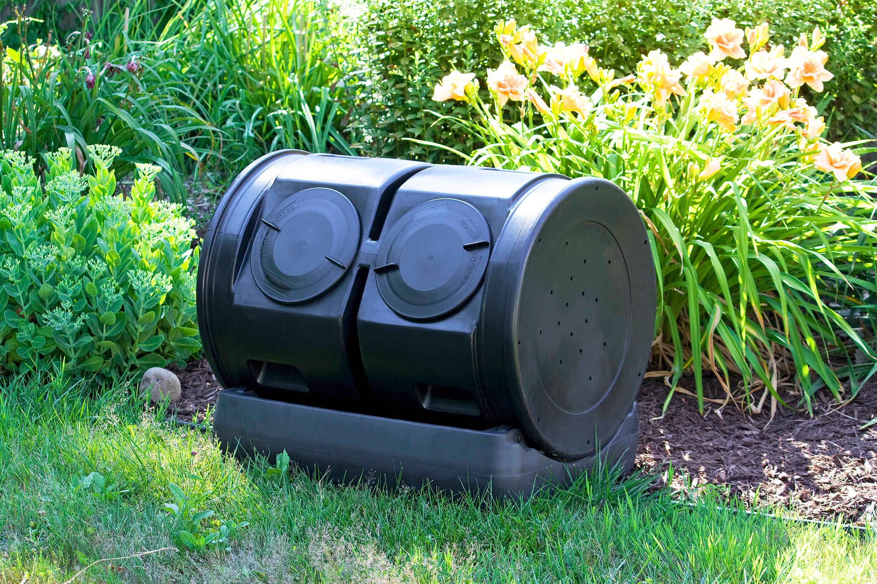 Good Ideas Compost Wizard 50 Gallons Plastic Outdoor Tumbler Composter with Latching Lid